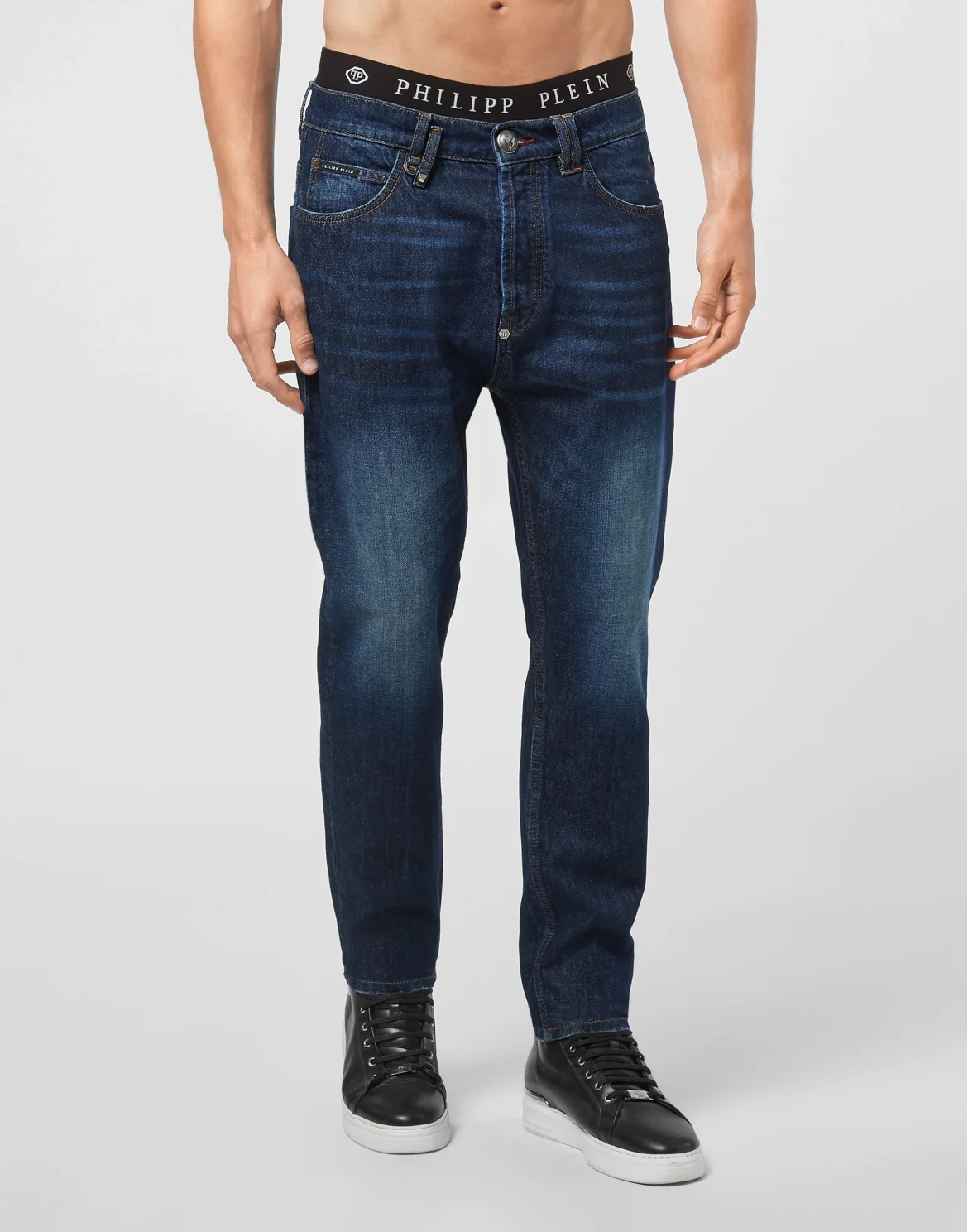 Denim Trousers Carrot Fit Iconic Plein, цвет: Синий