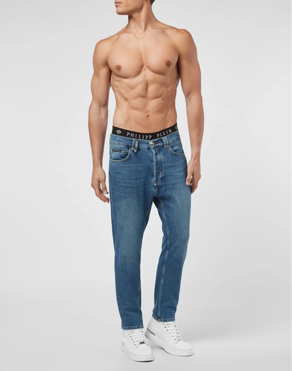 Denim Trousers Carrot Fit Iconic Plein, цвет: Синий