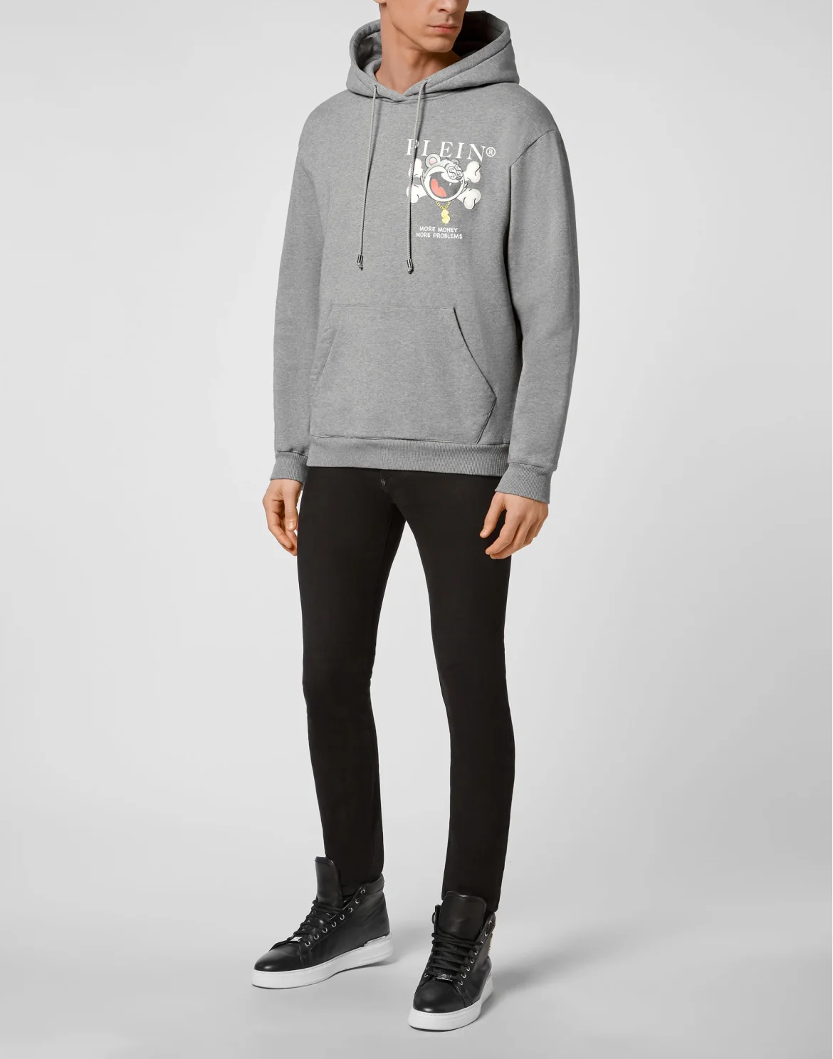 Hoodie sweatshirt More Money more problems, цвет: Серый
