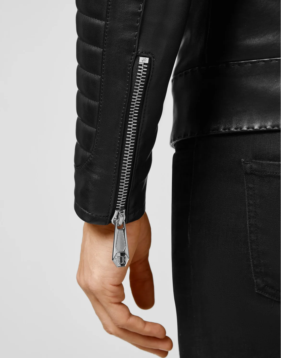 Lambskin handstitched Moto Jacket Iconic Plein, цвет: Черный