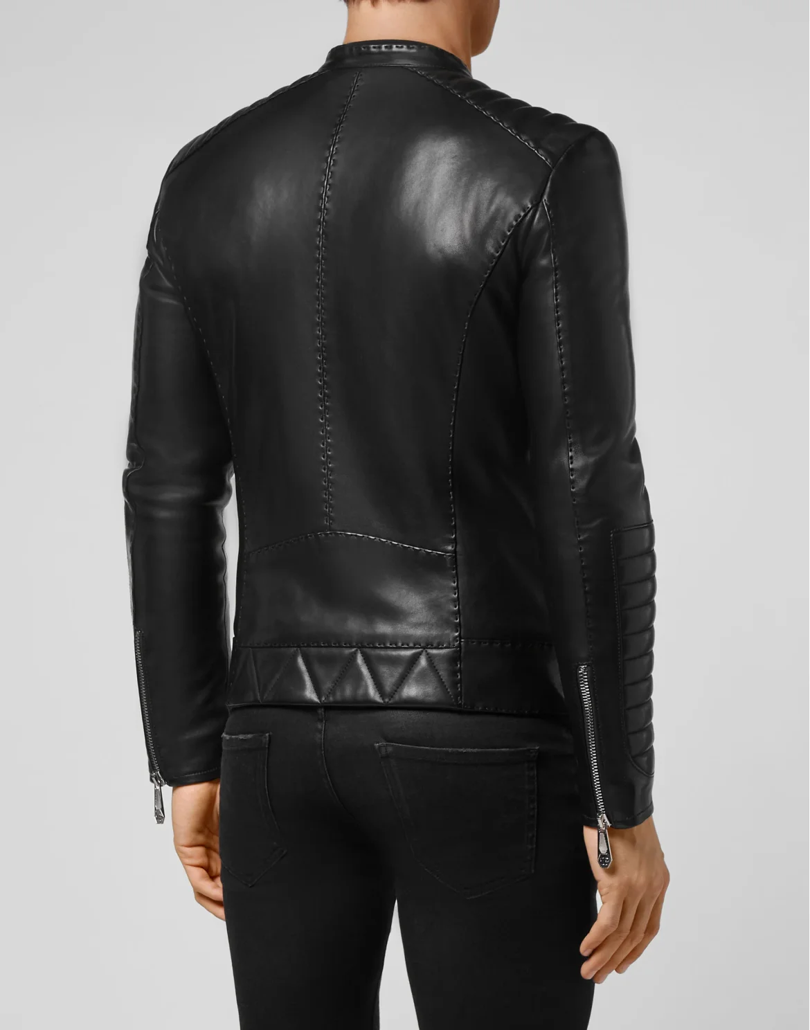 Lambskin handstitched Moto Jacket Iconic Plein, цвет: Черный