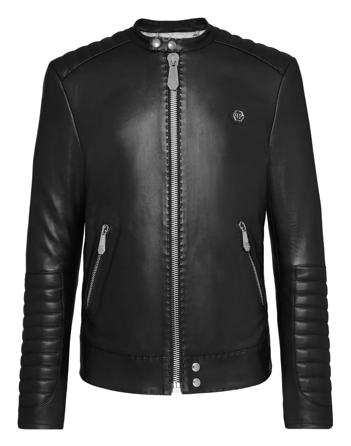 Lambskin handstitched Moto Jacket Iconic Plein, цвет: Черный