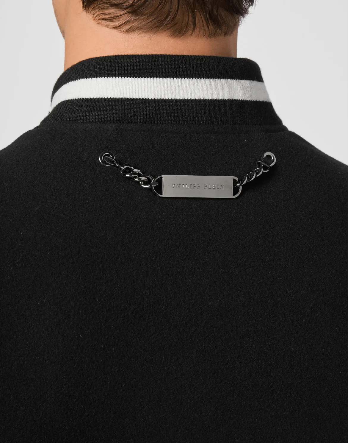Slim Cut Wool And Leather Bomber Embroidery, цвет: Черный