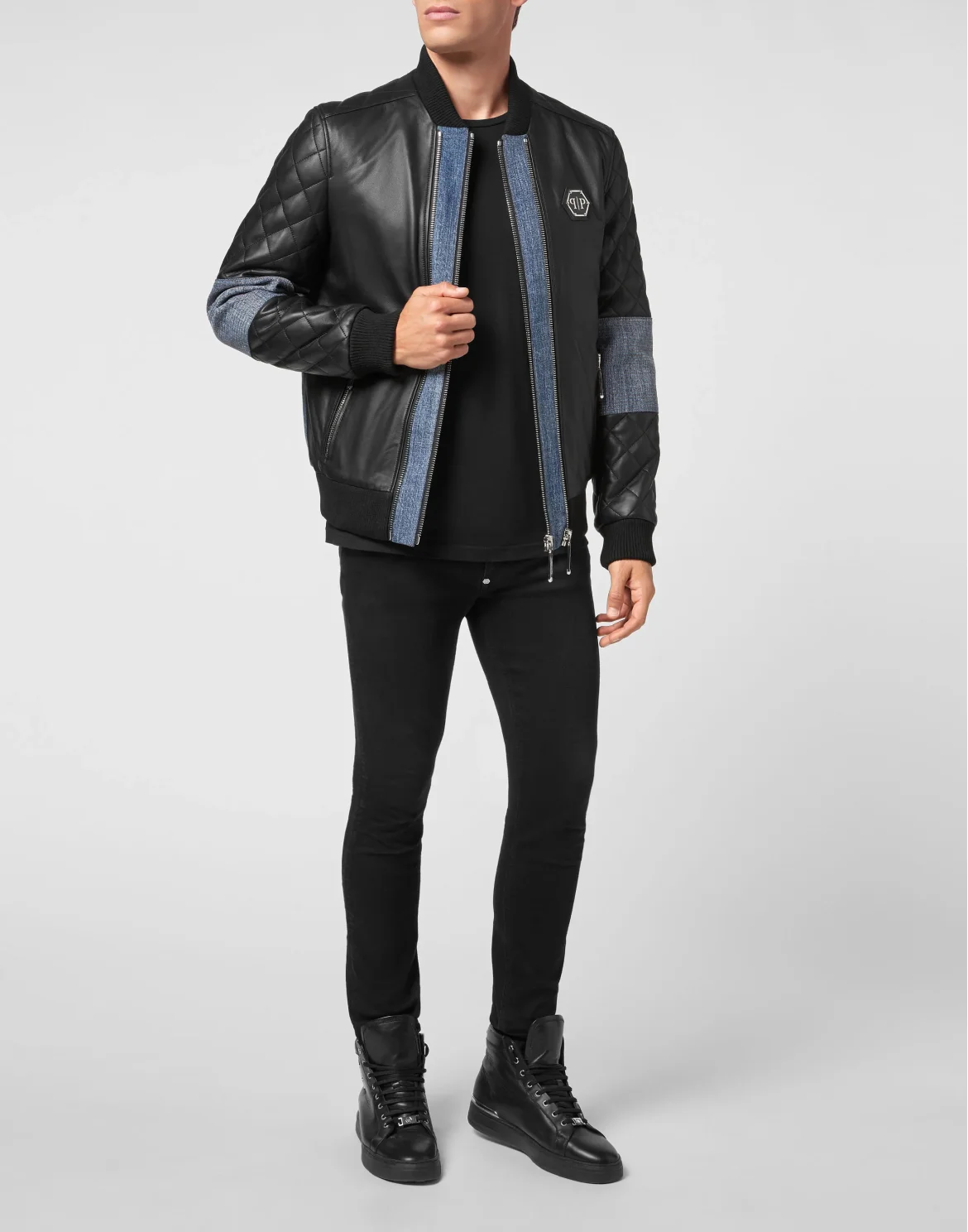 Bomber Leather Jacket, цвет: Черный