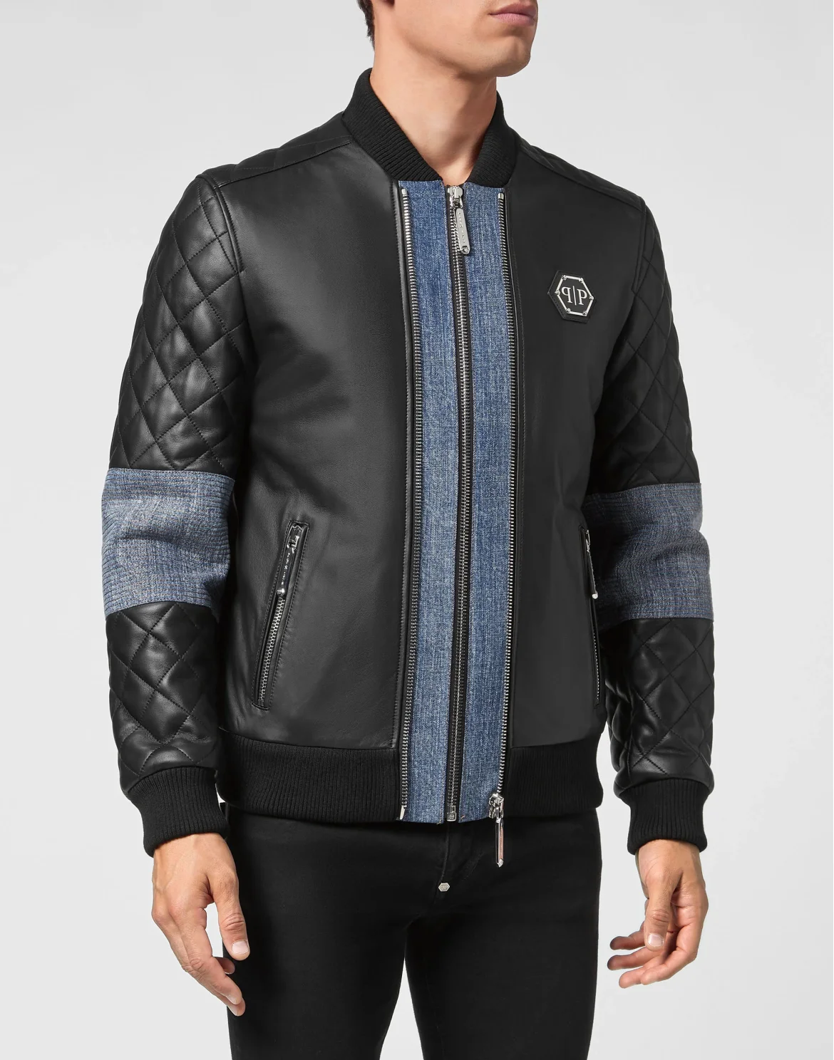 Bomber Leather Jacket, цвет: Черный