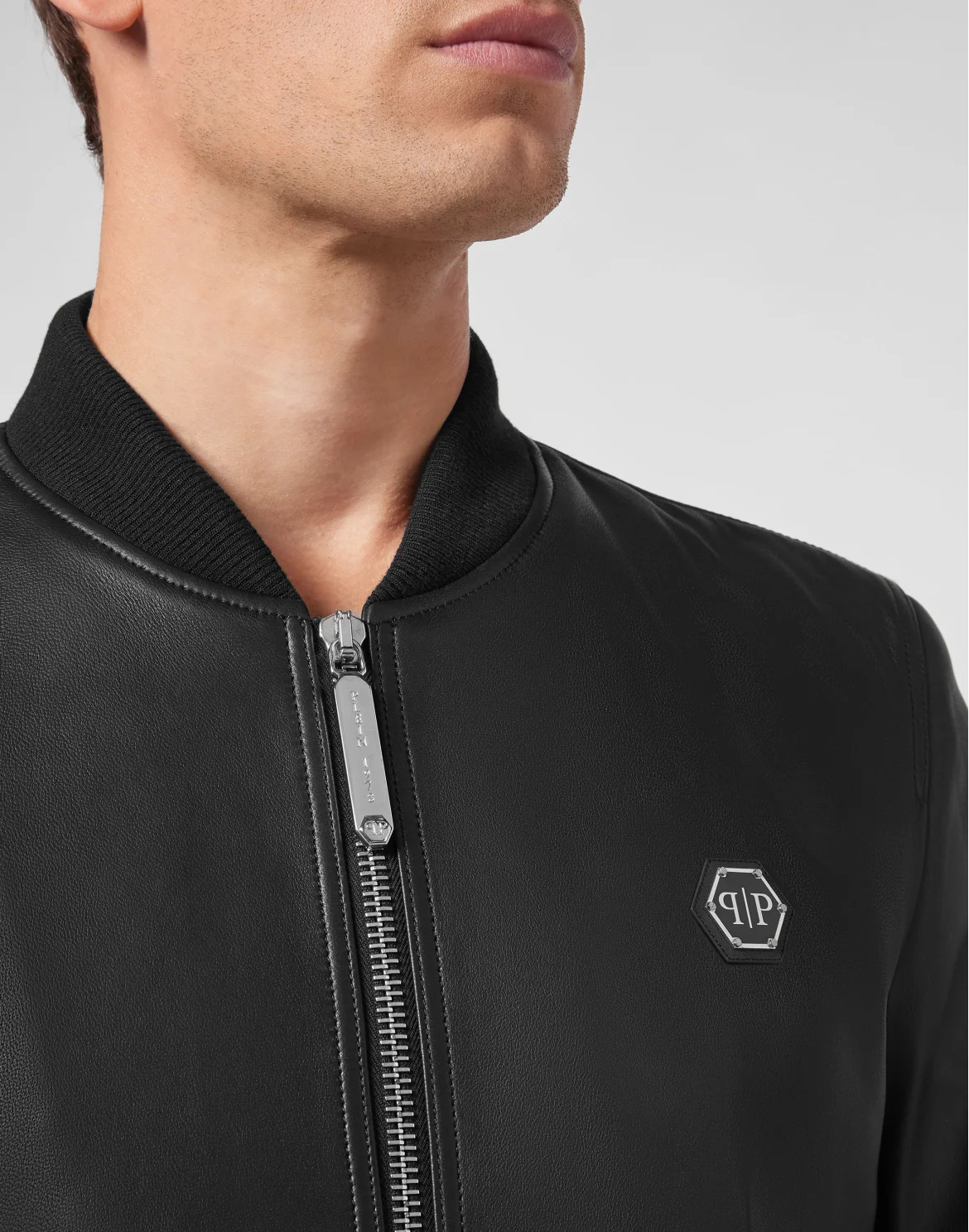 Bomber Leather Jacket, цвет: Черный