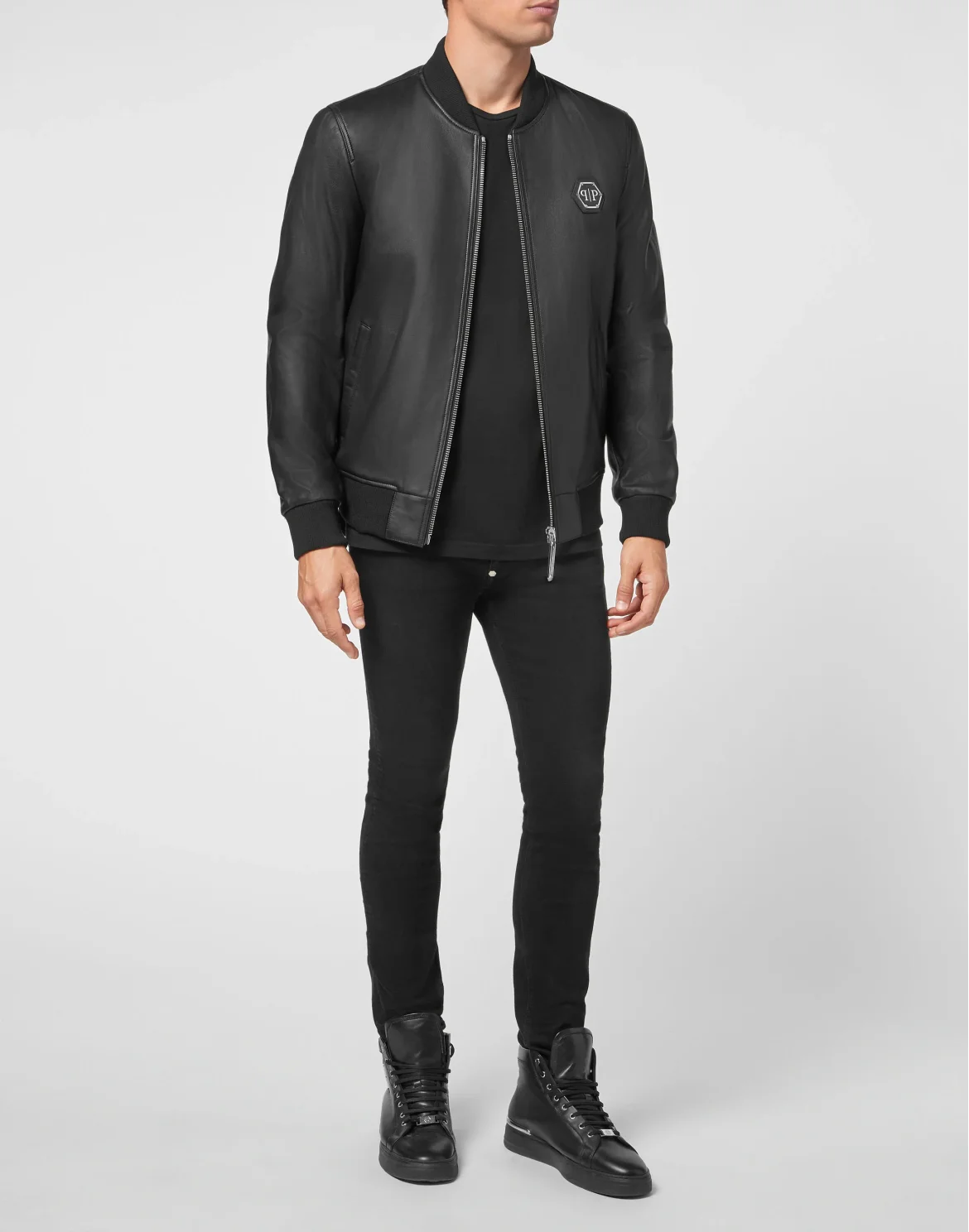 Bomber Leather Jacket, цвет: Черный