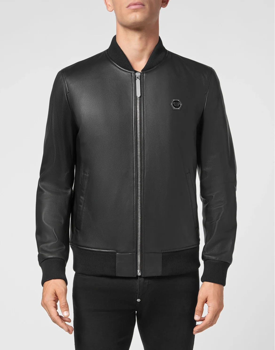 Bomber Leather Jacket, цвет: Черный