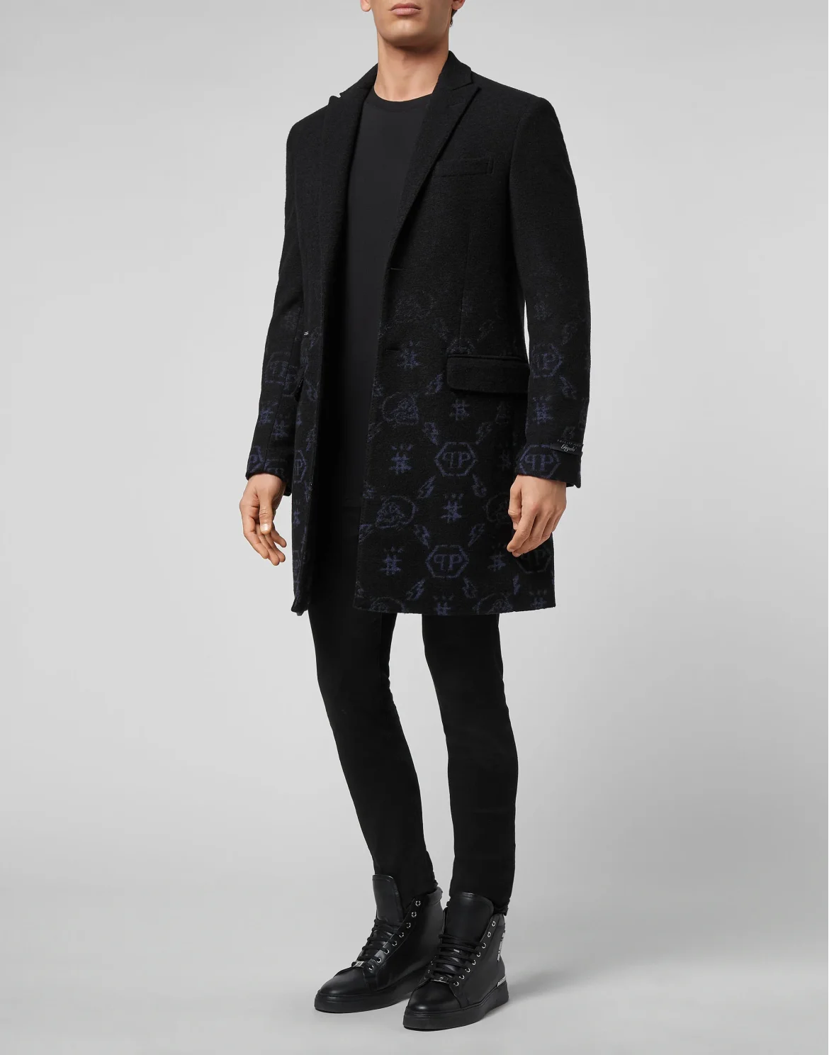 Wool sartorial jacquard Coat Monogram, цвет: Черный