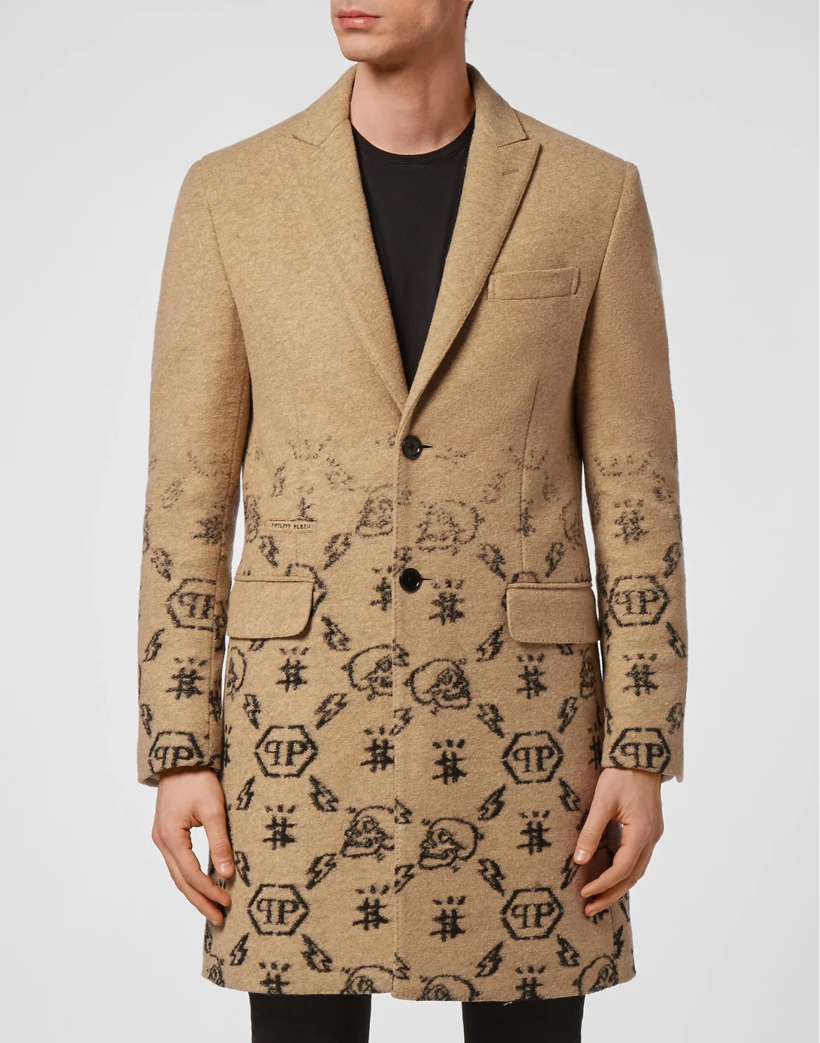 Wool sartorial jacquard Coat Monogram, цвет: Бежевый