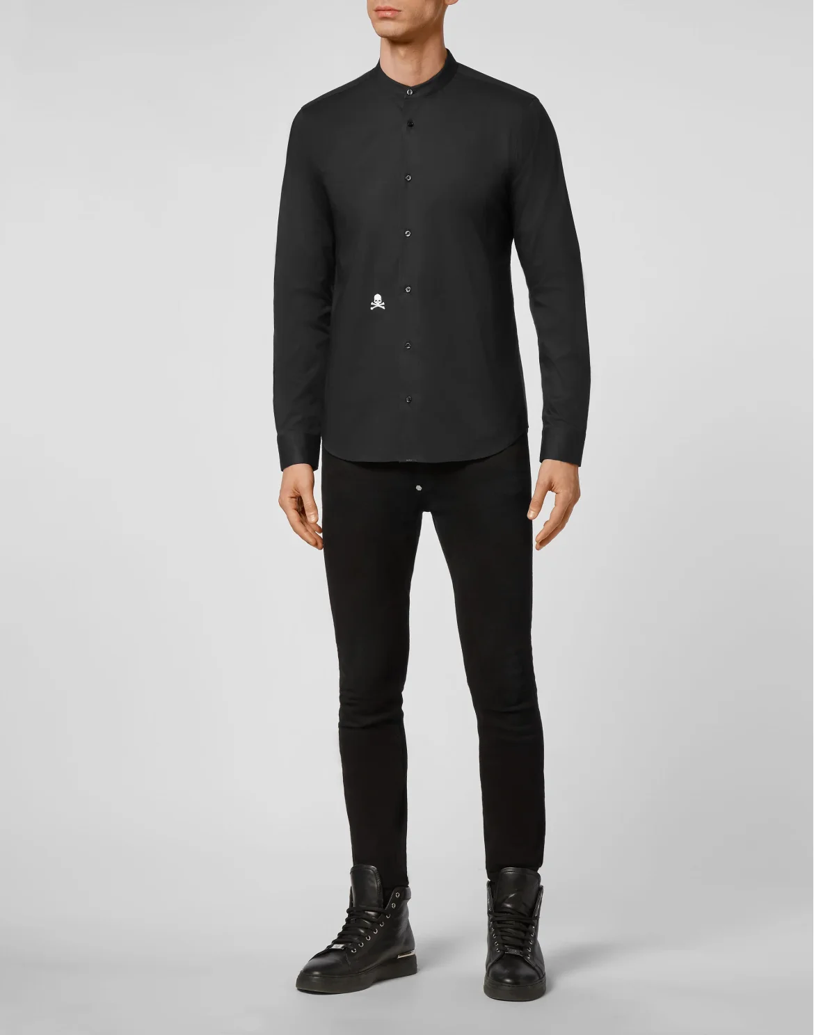Shirt Sugar Daddy LS Embroidery Skull, цвет: Черный