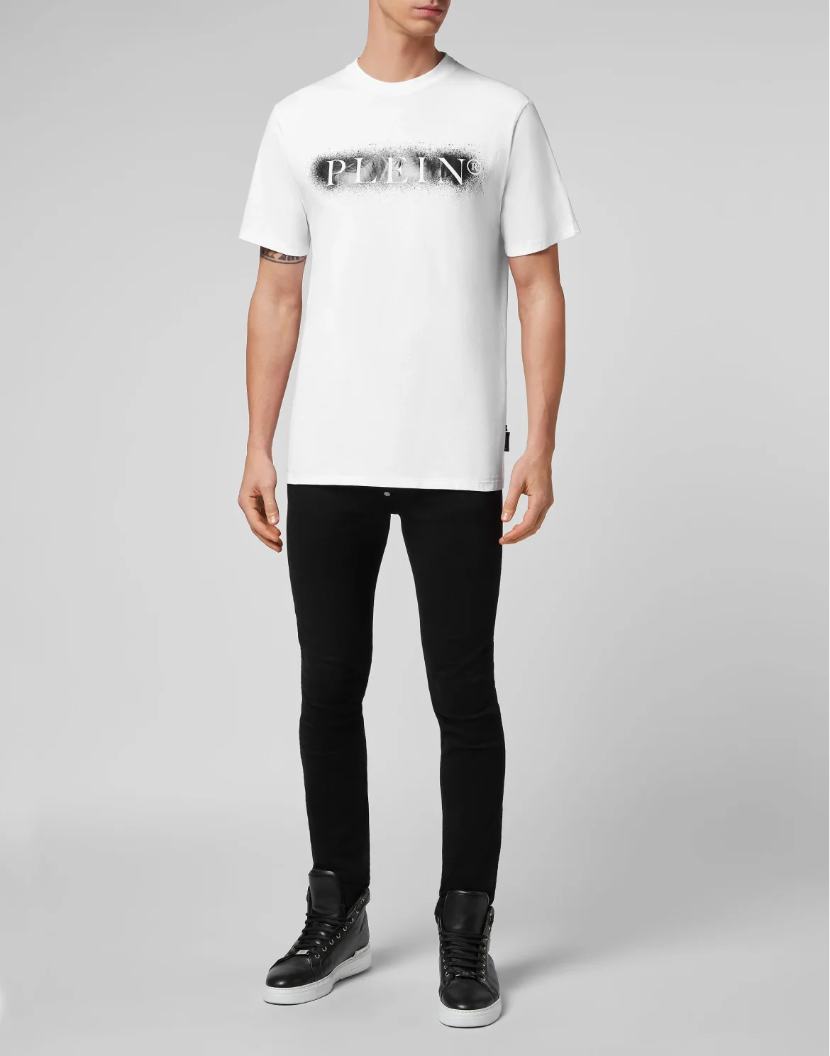 T-shirt Round Neck SS Spray Effect Print Philipp Plein TM, цвет: Белый