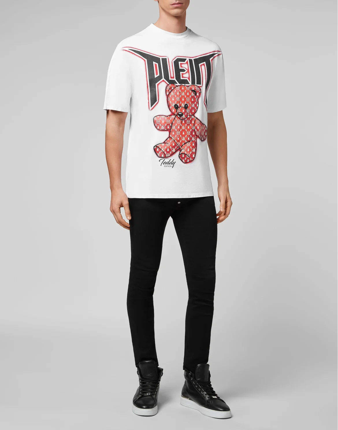 T-shirt Round Neck SS Spray Effect Print Teddy Bear, цвет: Белый