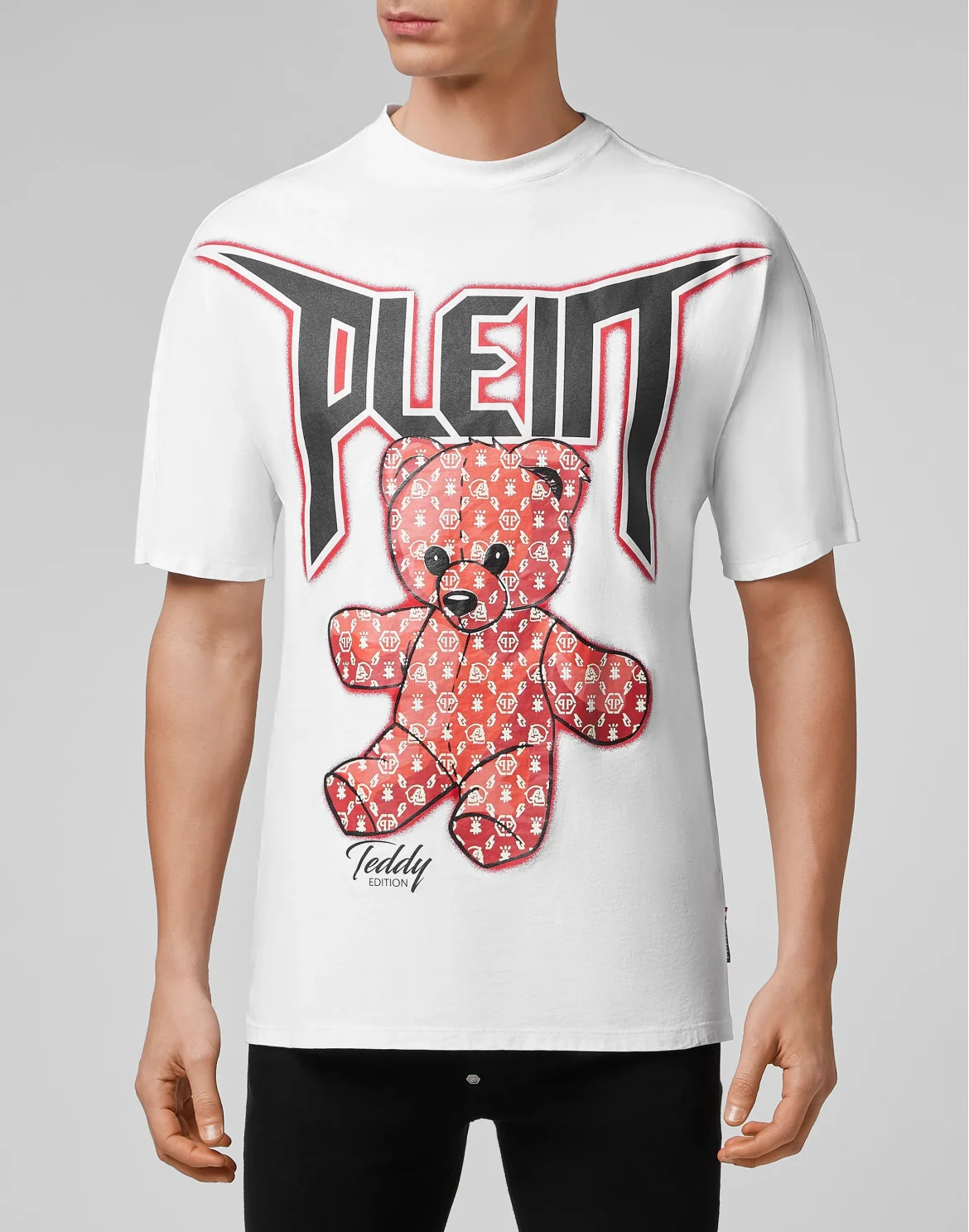 T-shirt Round Neck SS Spray Effect Print Teddy Bear, цвет: Белый
