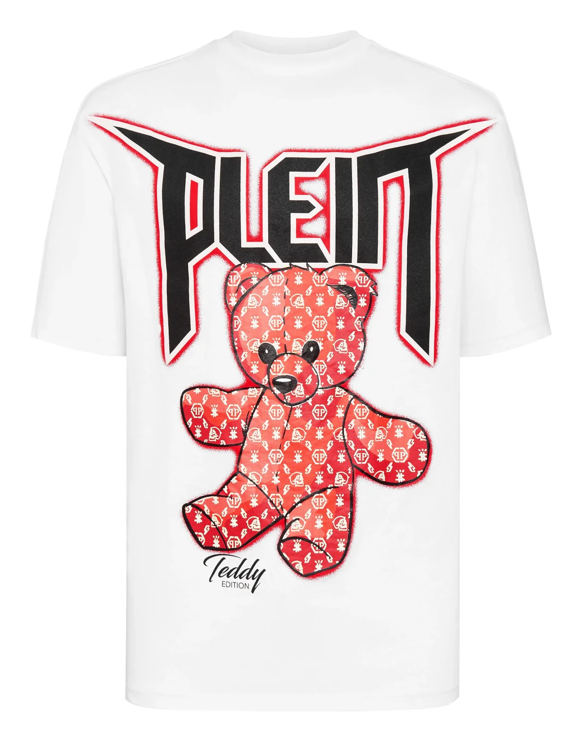 T-shirt Round Neck SS Spray Effect Print Teddy Bear, цвет: Белый