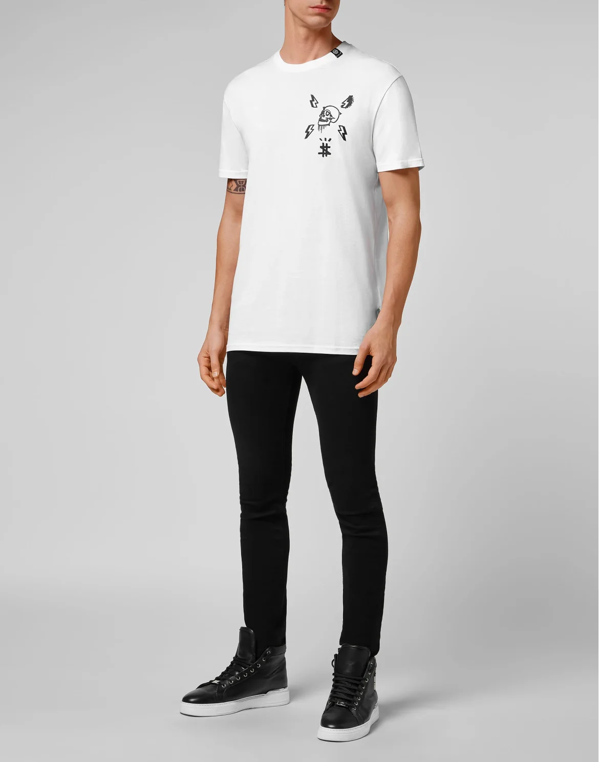 T-shirt Round Neck SS print Skull, цвет: Белый