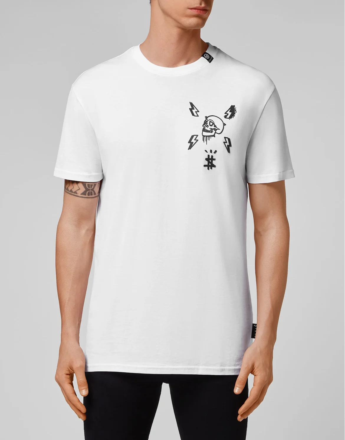 T-shirt Round Neck SS print Skull, цвет: Белый