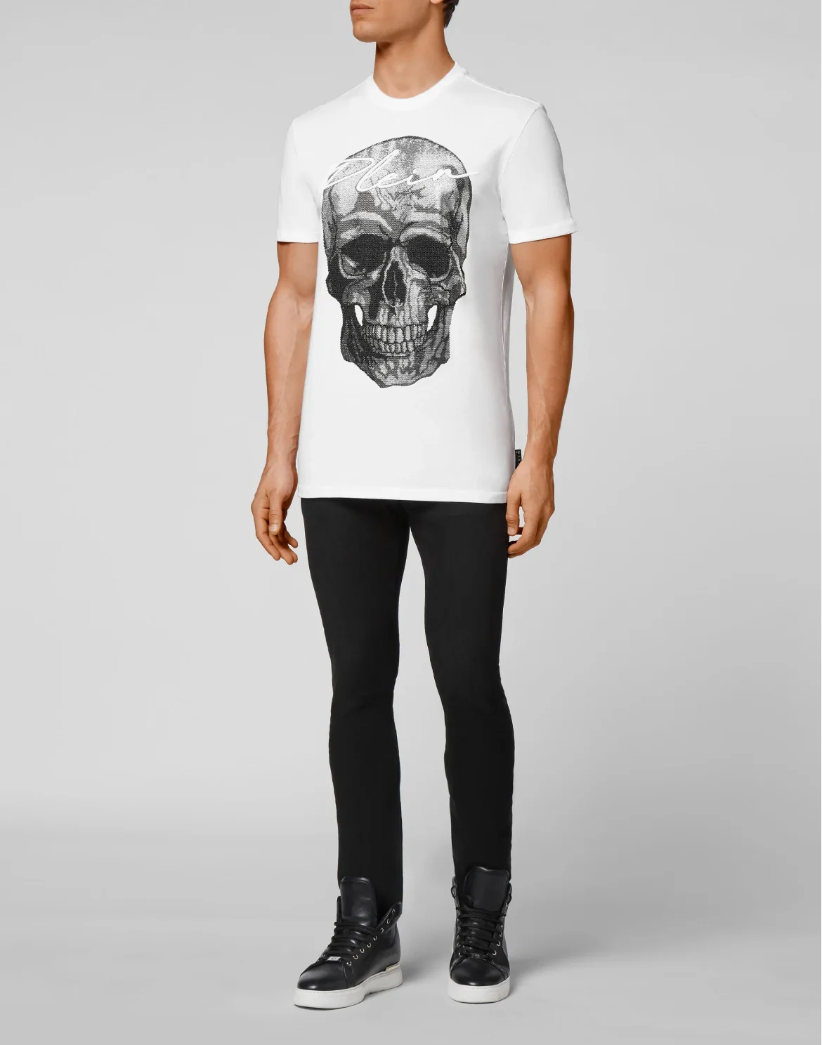 T-shirt Round Neck SS stones Skull, цвет: Белый