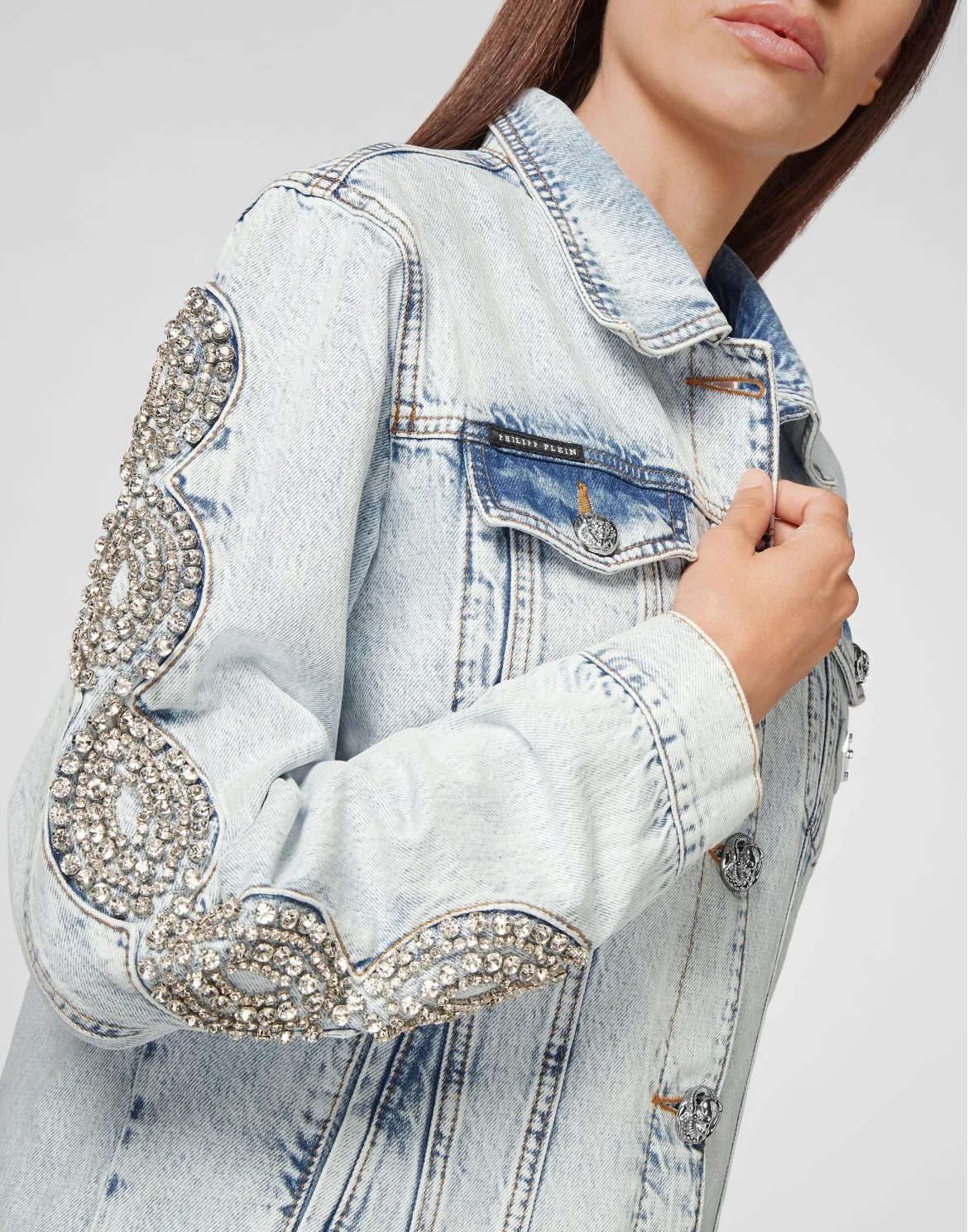 Denim Jacket Crystal Cable, цвет: Голубой