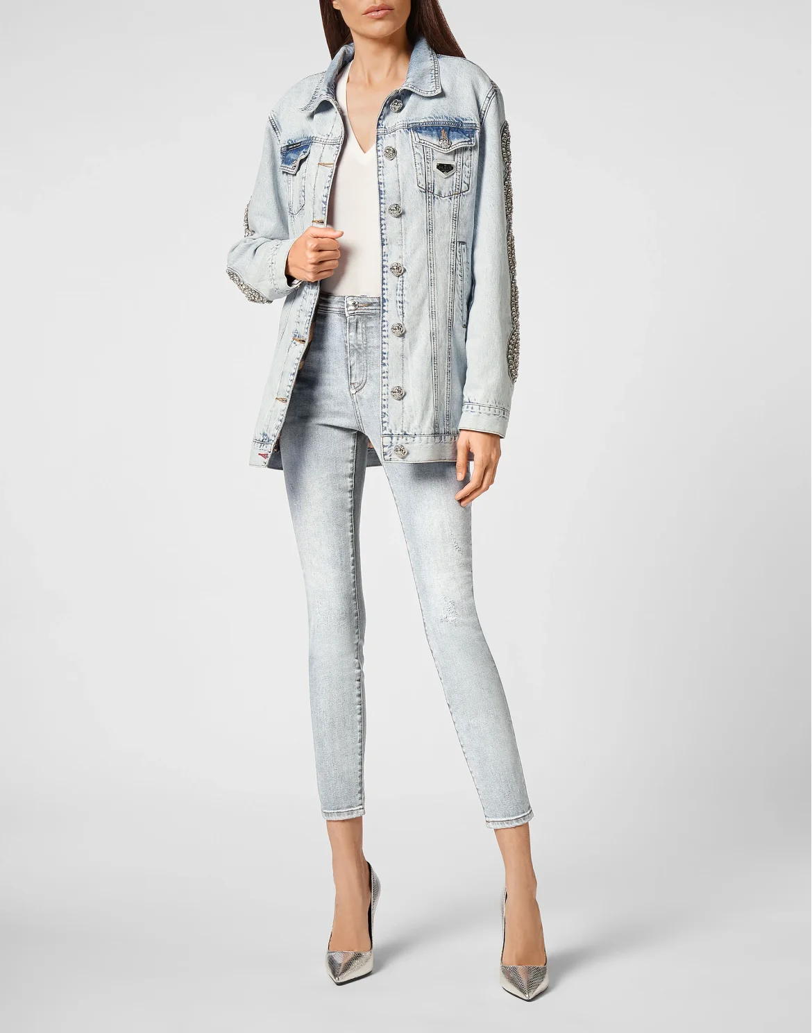 Denim Jacket Crystal Cable, цвет: Голубой