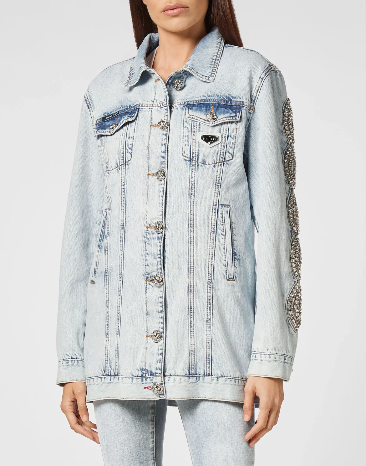 Denim Jacket Crystal Cable, цвет: Голубой