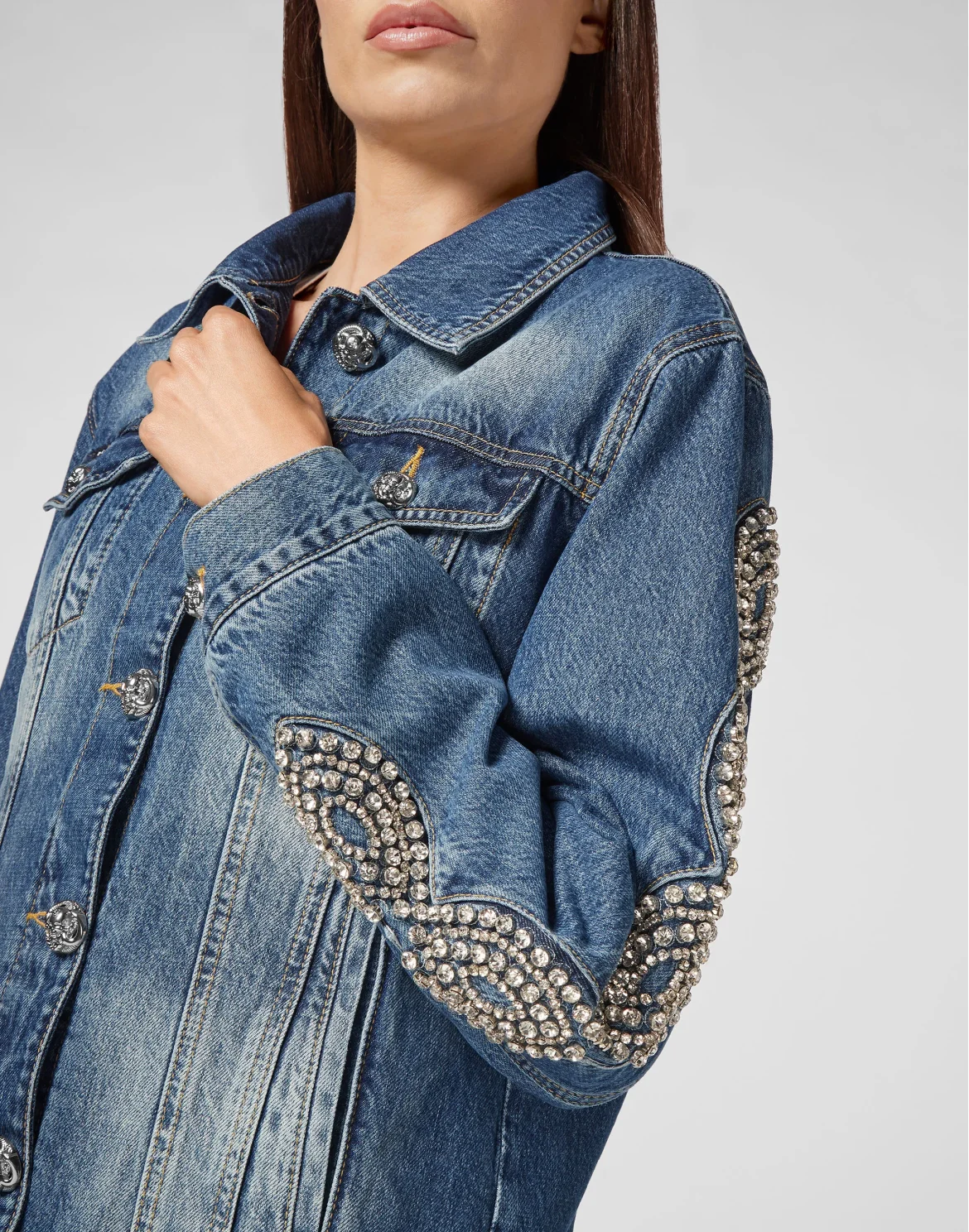 Denim Jacket Crystal Cable, цвет: Синий