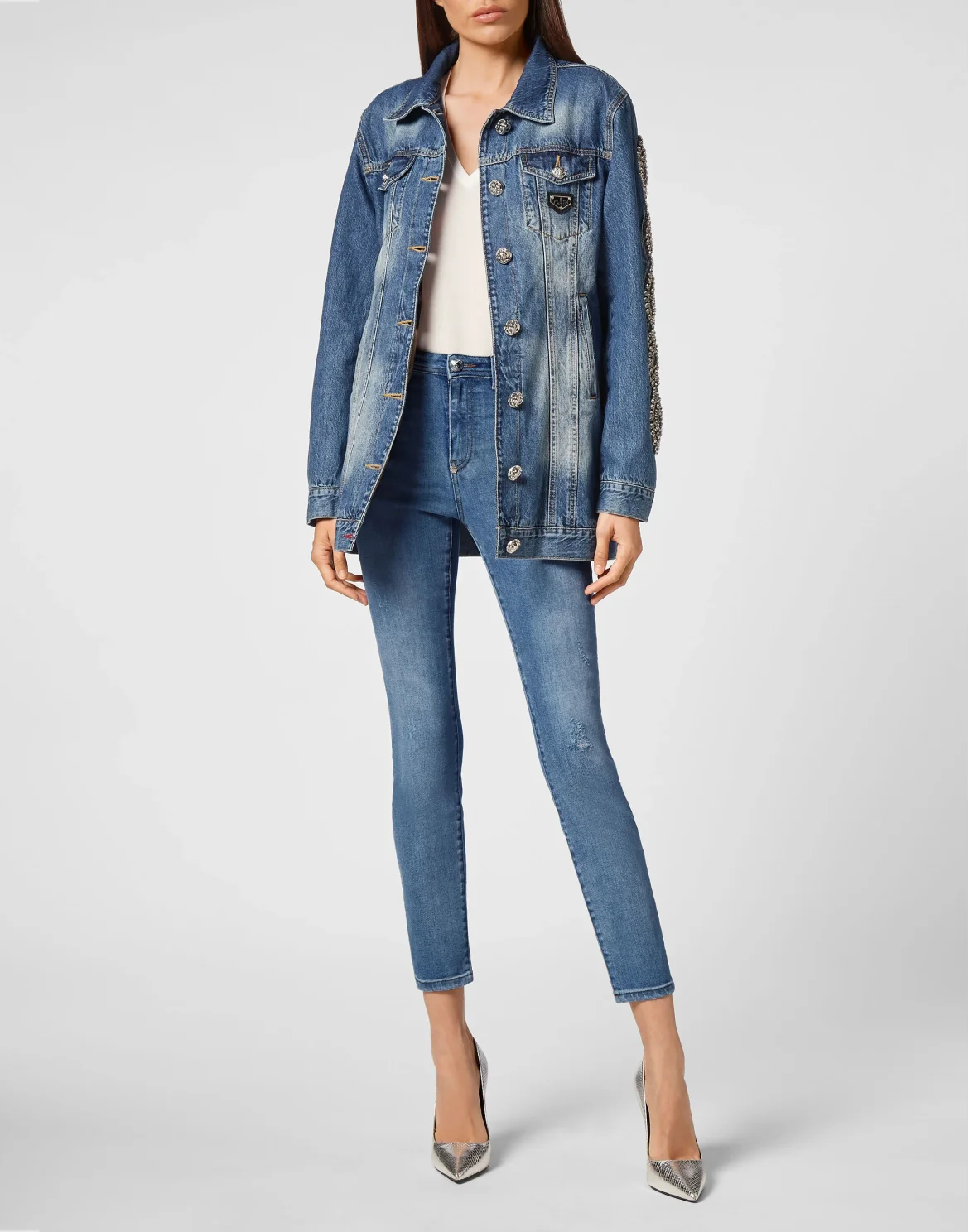 Denim Jacket Crystal Cable, цвет: Синий