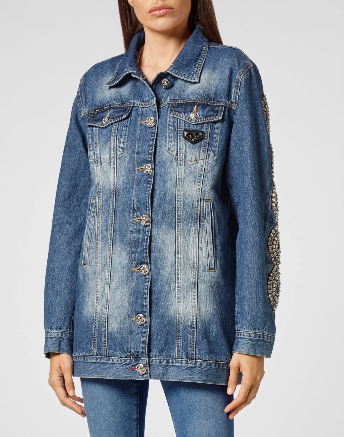 Denim Jacket Crystal Cable, цвет: Синий