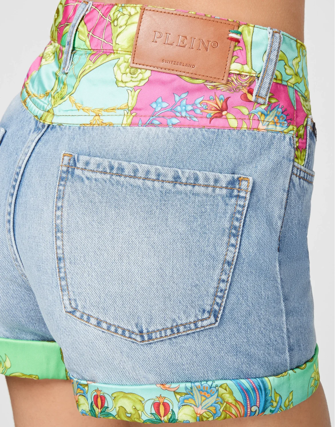 Denim High Waist Hot pants insert New Baroque, цвет: Голубой