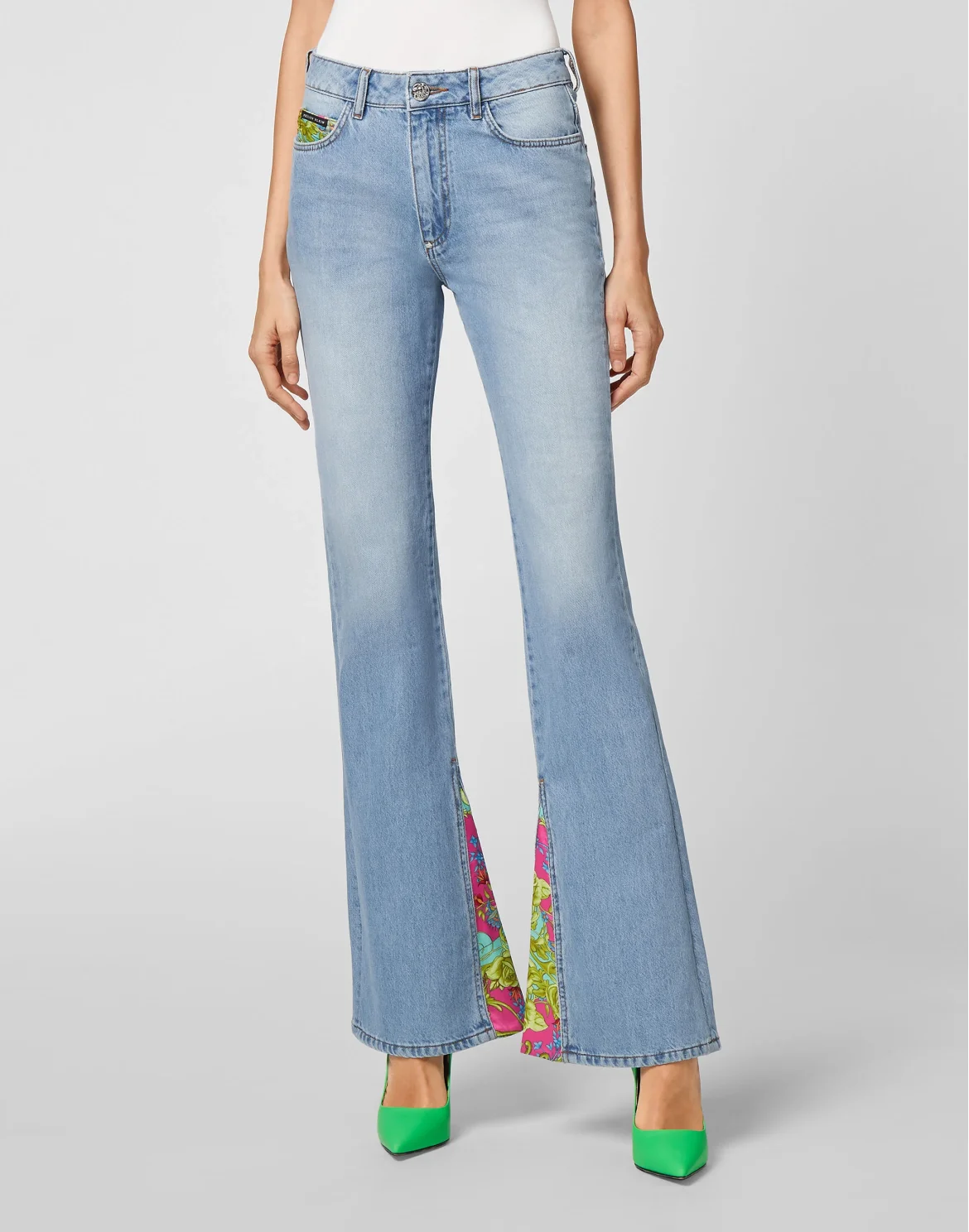 Denim Trousers Flare Fit insert New Baroque, цвет: Голубой