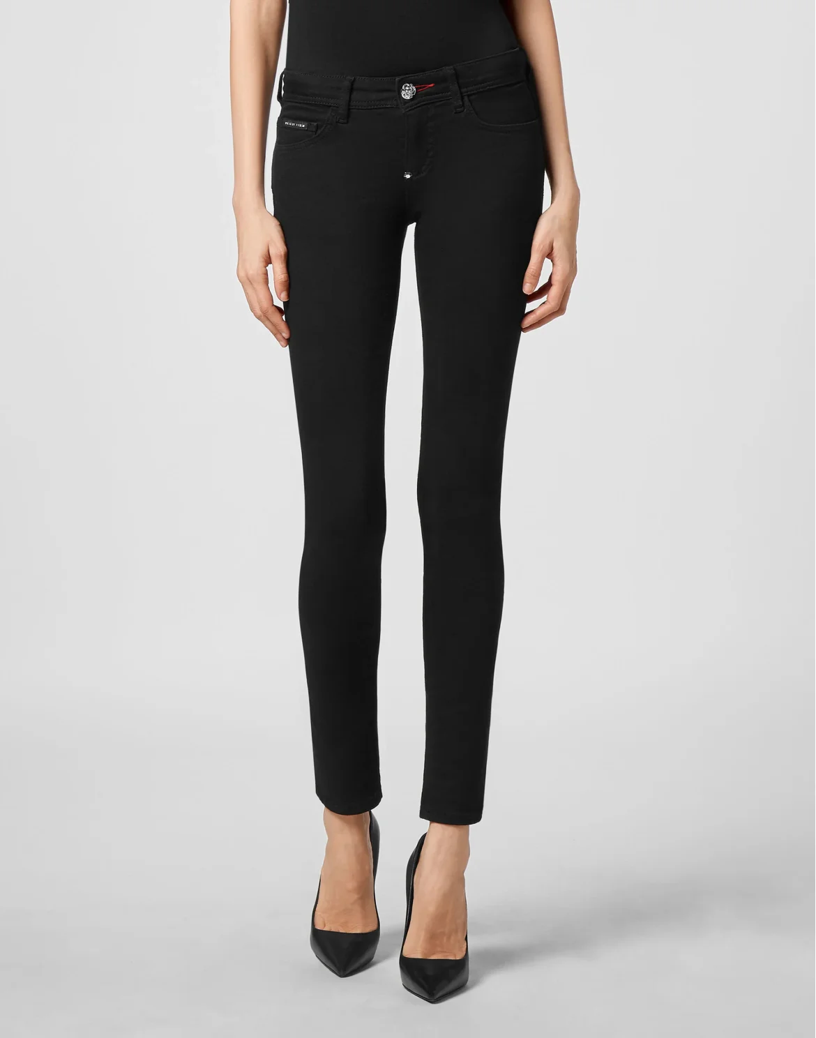 Denim Slim Fit Jeggings Iconic Plein, цвет: Черный