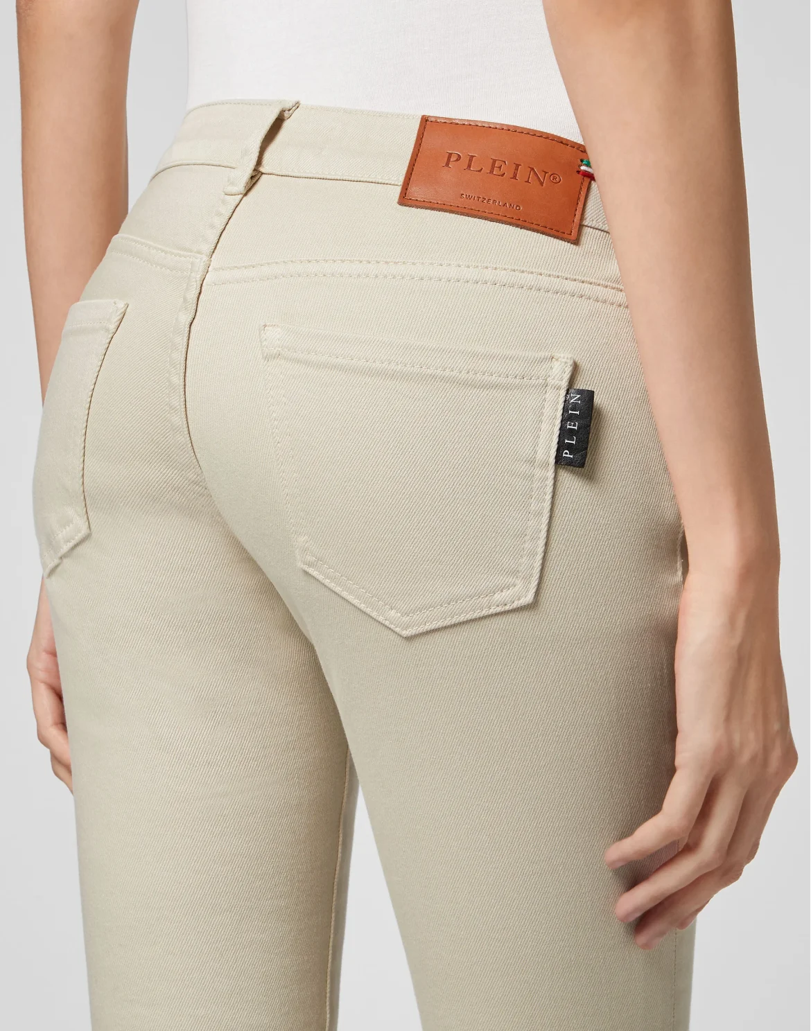 Denim Slim Fit Jeggings Iconic Plein, цвет: Бежевый