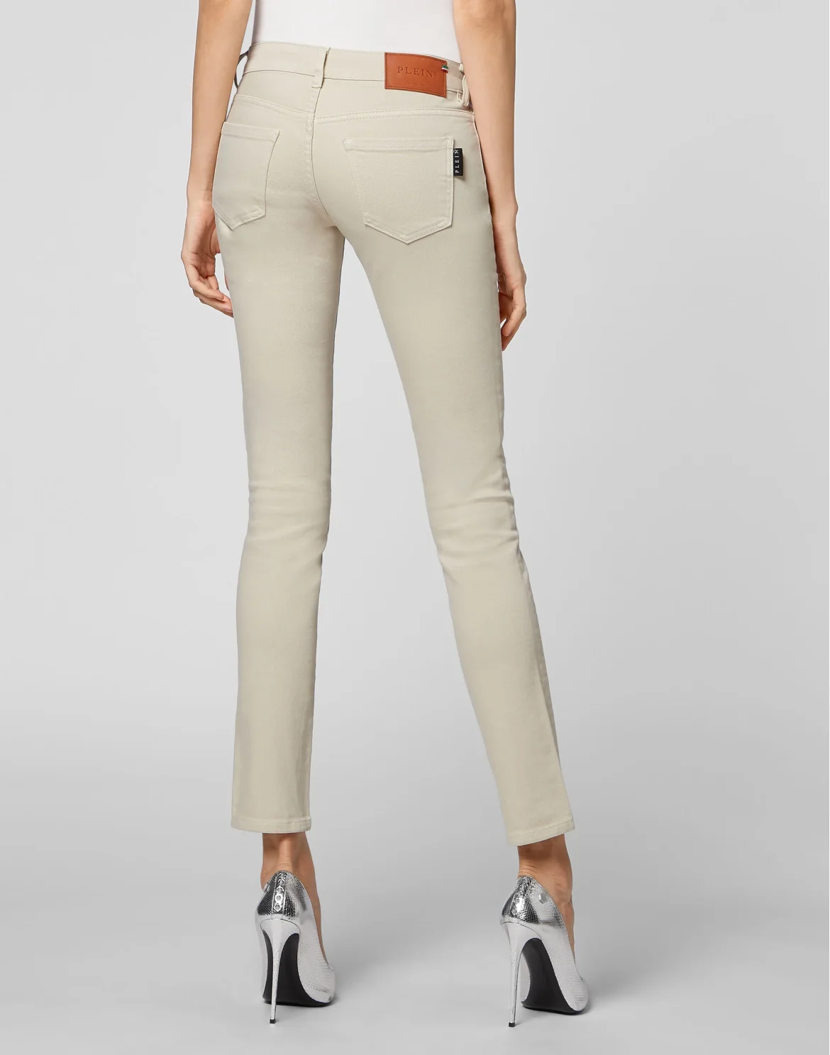Denim Slim Fit Jeggings Iconic Plein, цвет: Бежевый