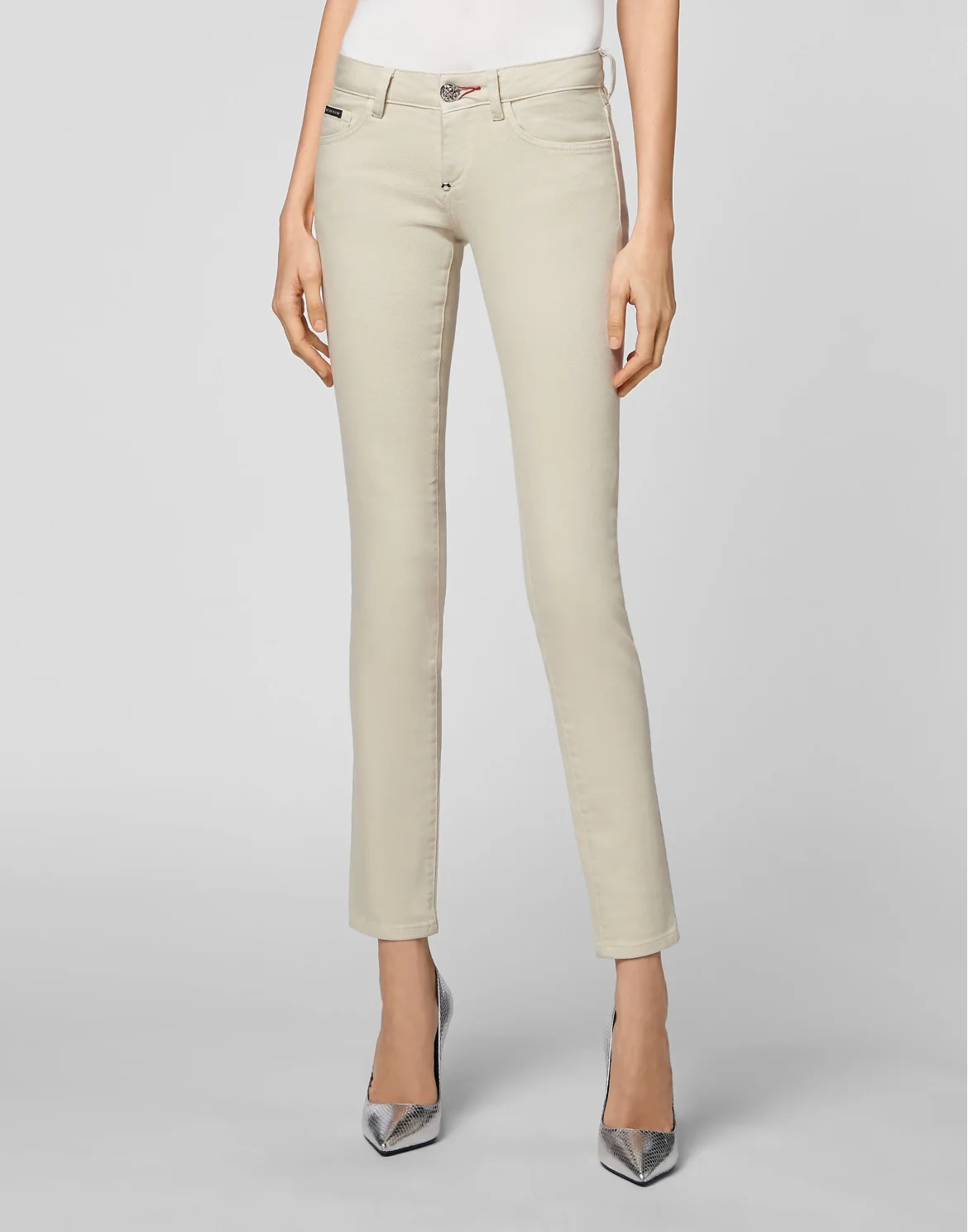 Denim Slim Fit Jeggings Iconic Plein, цвет: Бежевый