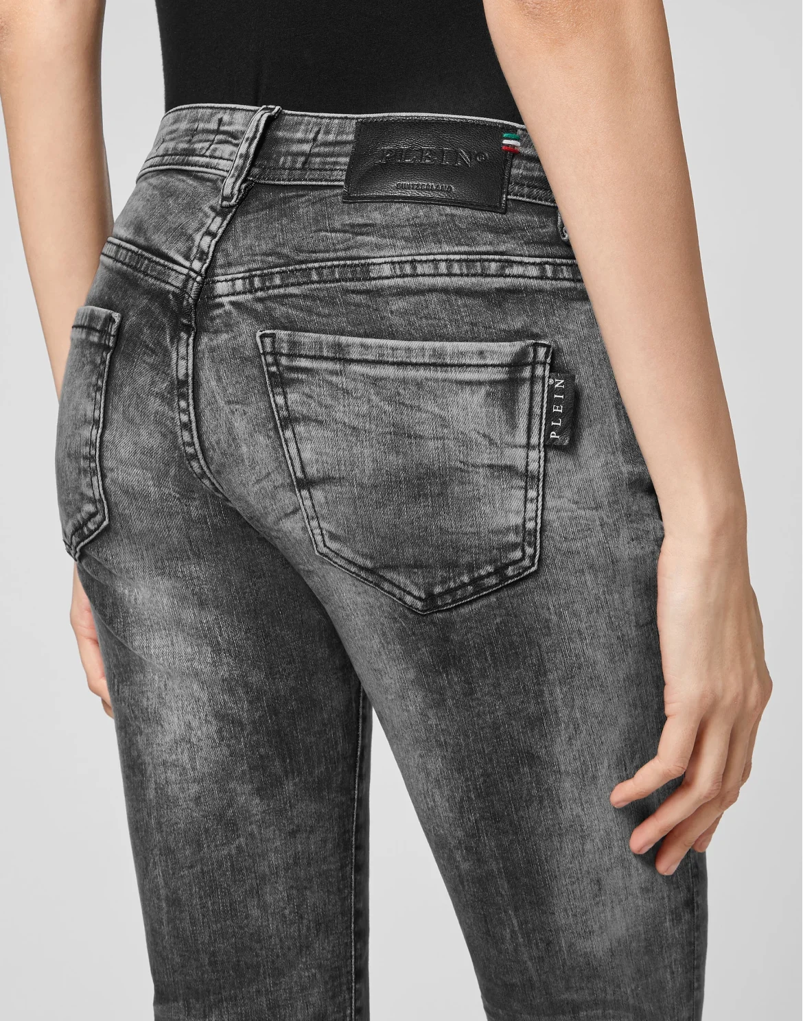 Denim Slim Fit Jeggings Iconic Plein, цвет: Черный