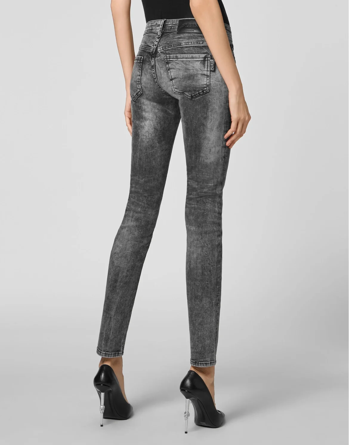Denim Slim Fit Jeggings Iconic Plein, цвет: Черный