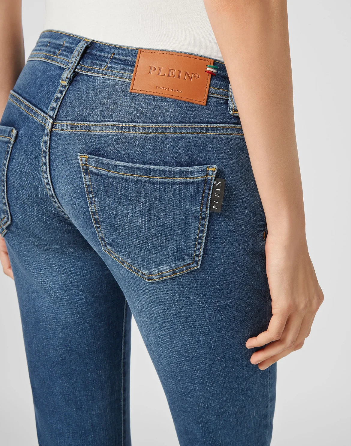 Denim Slim Fit Jeggings Iconic Plein, цвет: Синий