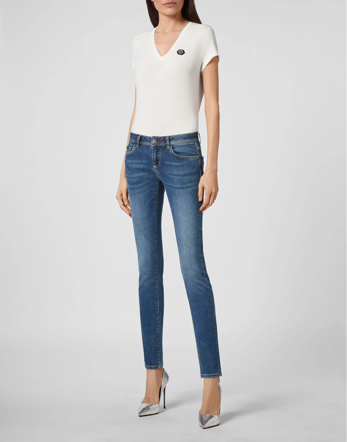 Denim Slim Fit Jeggings Iconic Plein, цвет: Синий