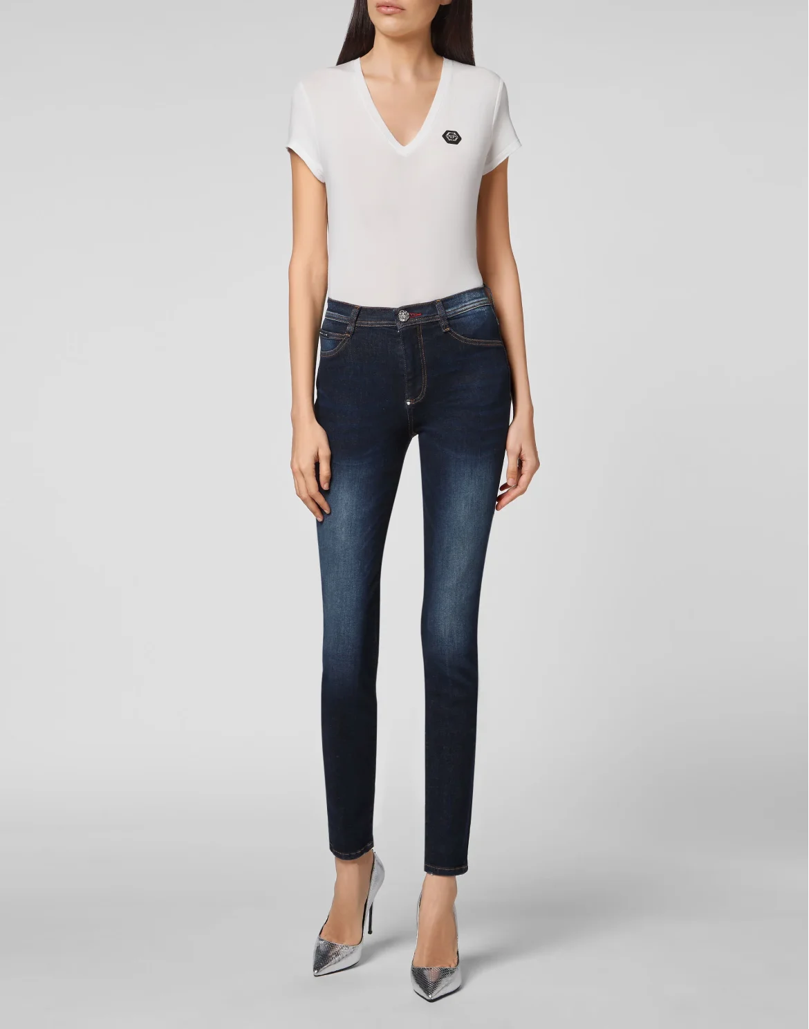 Denim High Waist Jegging Iconic Plein, цвет: Синий