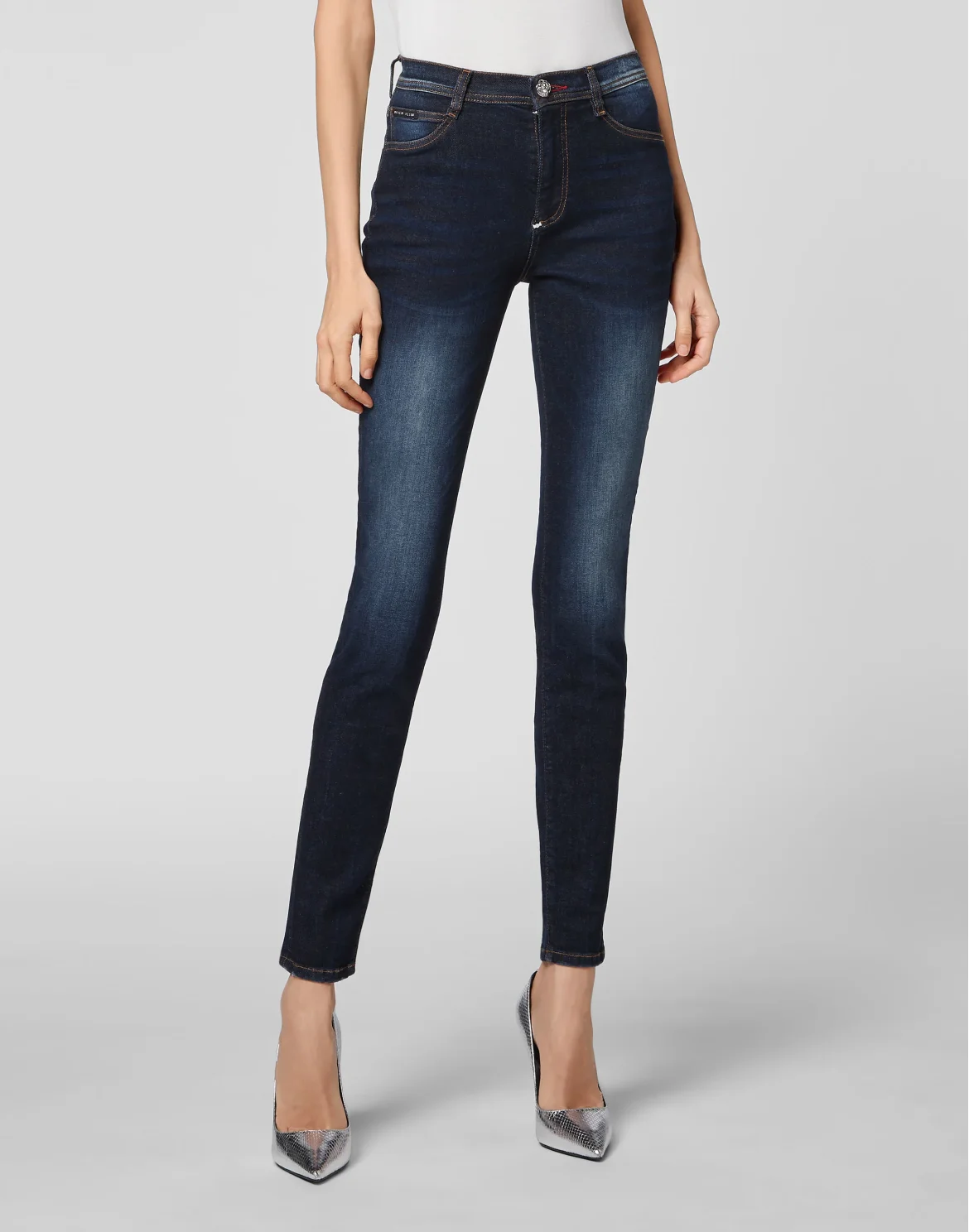 Denim High Waist Jegging Iconic Plein, цвет: Синий