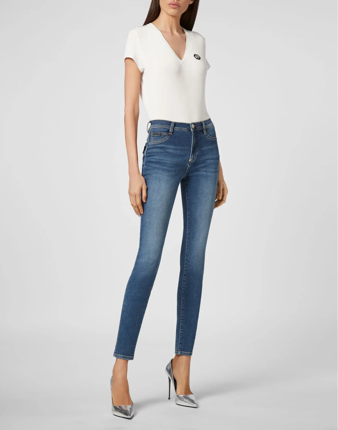 Denim High Waist Jegging Iconic Plein, цвет: Синий
