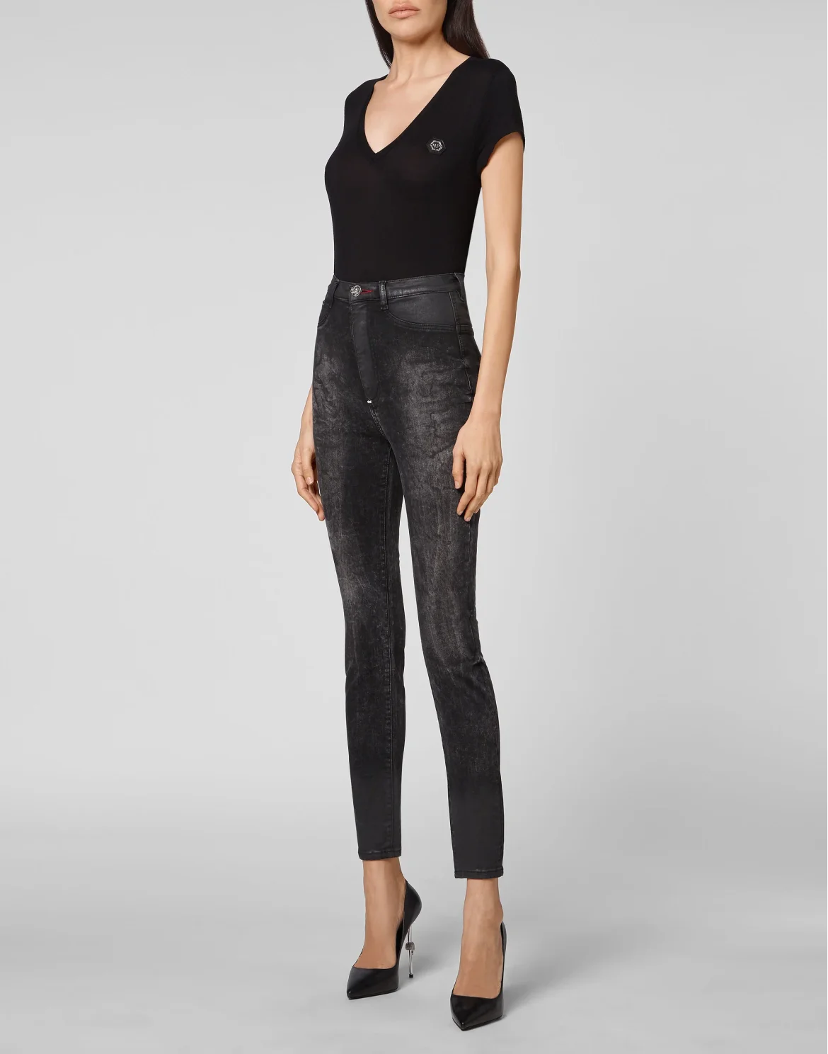 Denim Super High Waist Jegging Iconic Plein, цвет: Черный