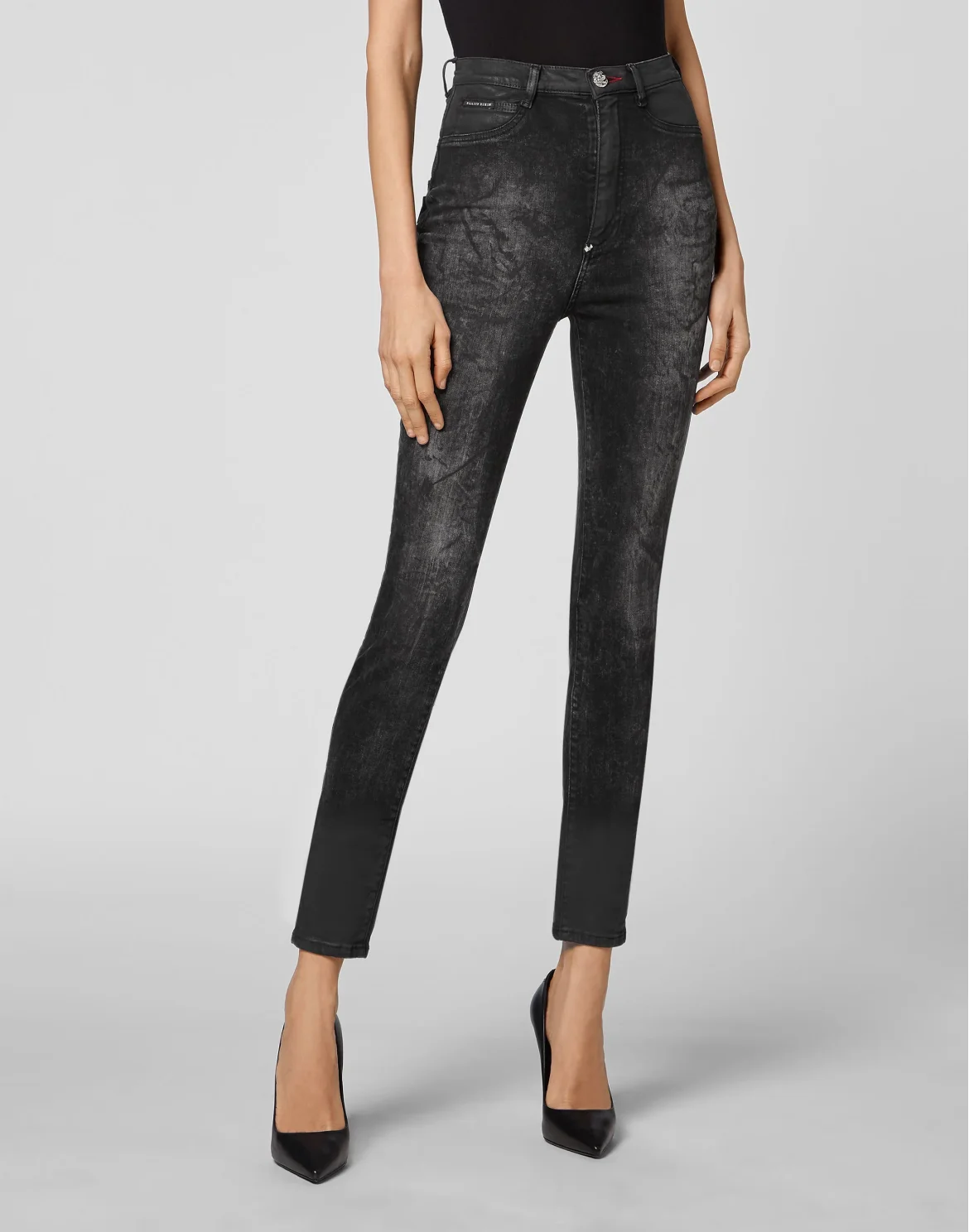 Denim Super High Waist Jegging Iconic Plein, цвет: Черный
