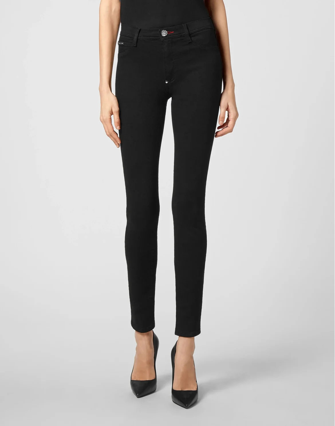 Denim Super High Waist Jegging Iconic Plein, цвет: Черный