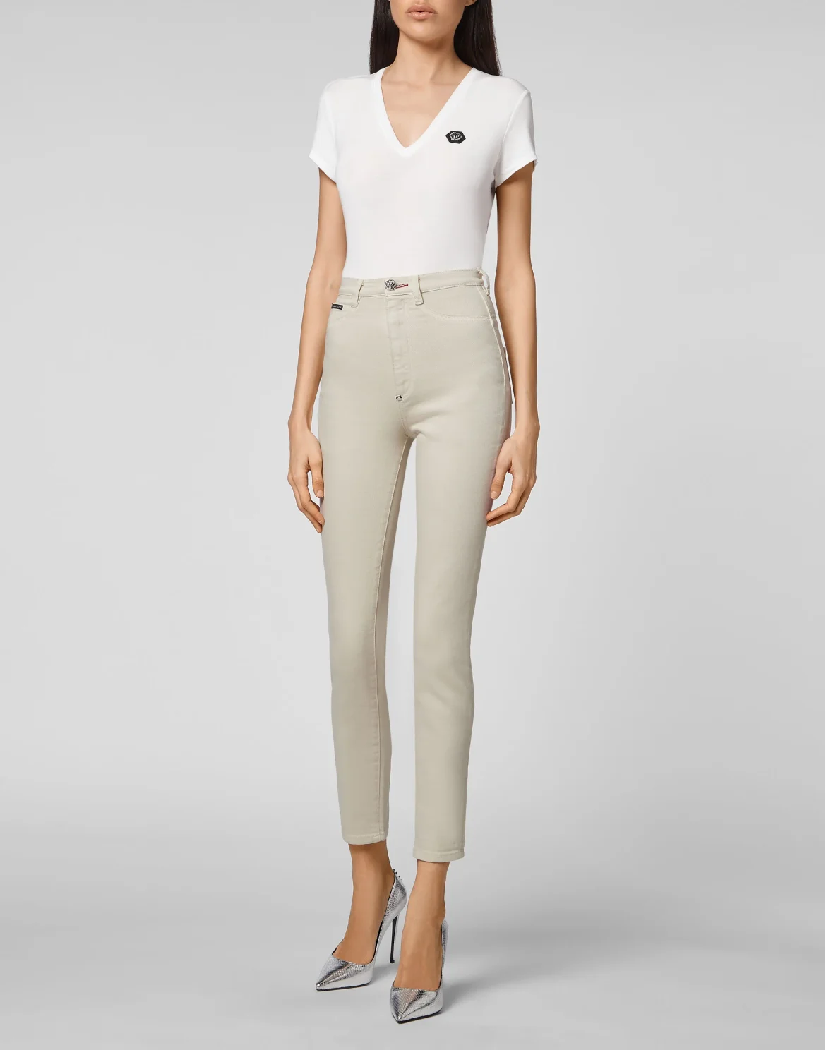 Denim Super High Waist Jegging Iconic Plein, цвет: Бежевый