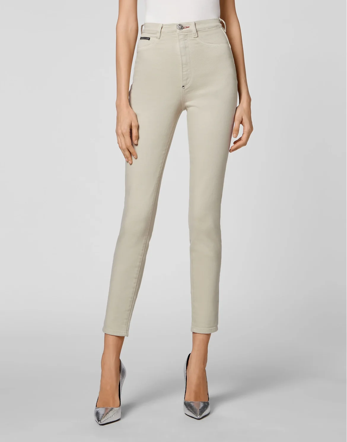 Denim Super High Waist Jegging Iconic Plein, цвет: Бежевый
