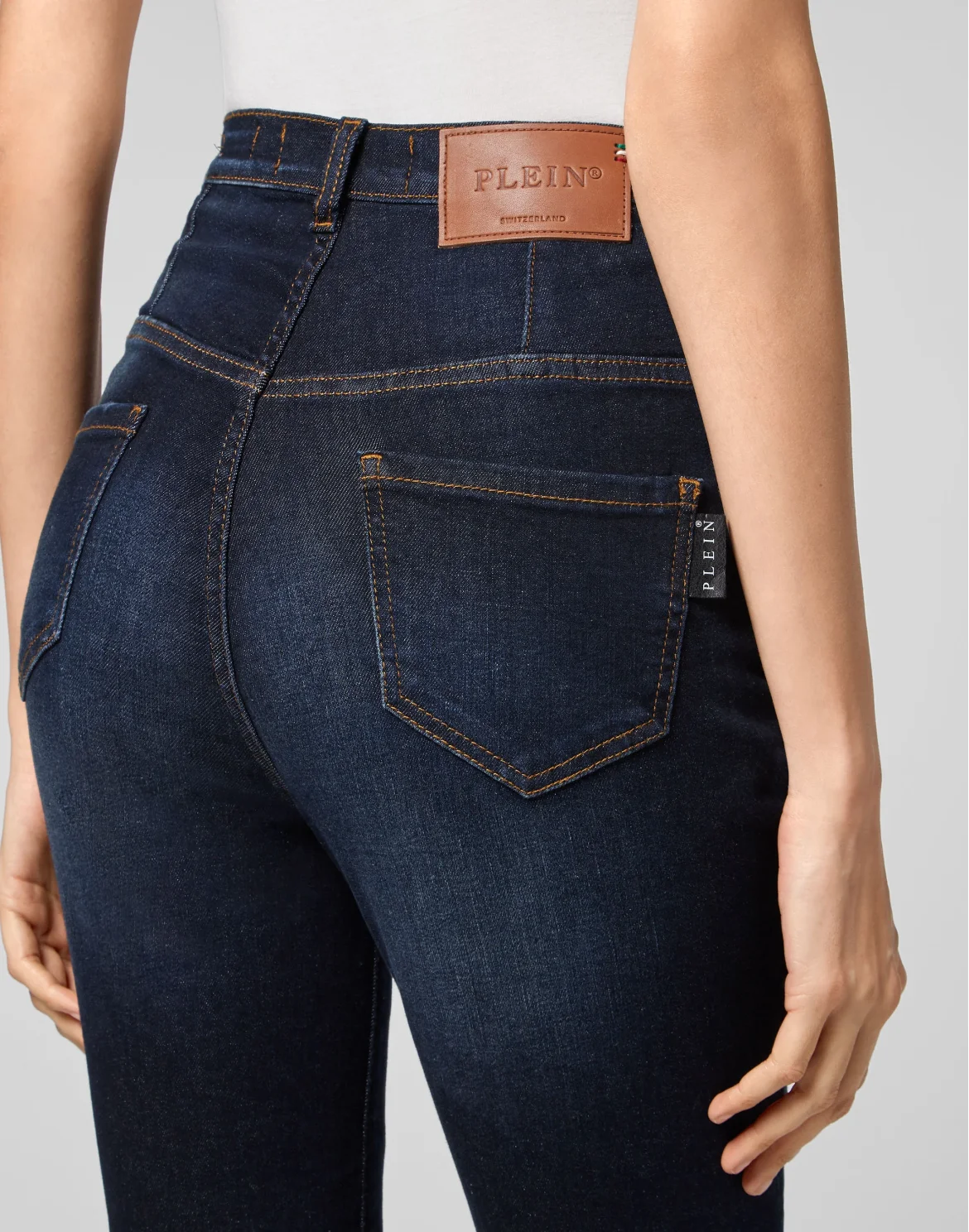 Denim Super High Waist Jegging Iconic Plein, цвет: Синий