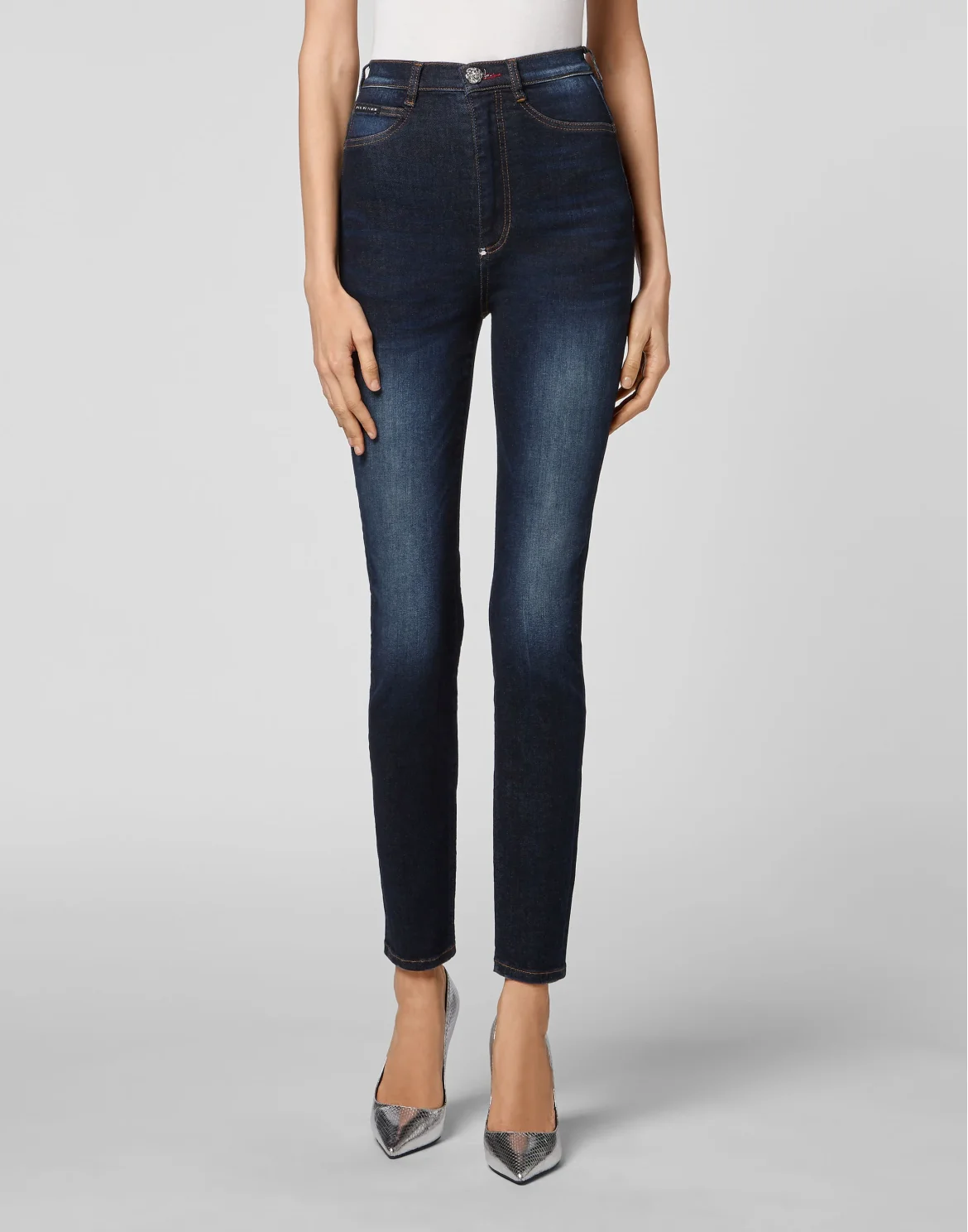 Denim Super High Waist Jegging Iconic Plein, цвет: Синий
