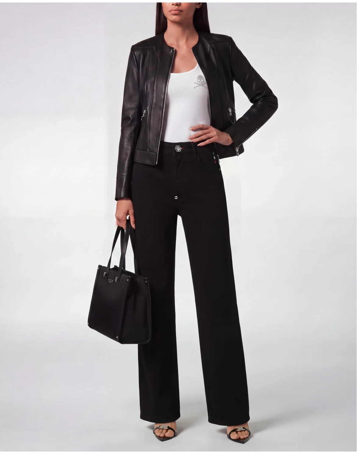 Denim Trousers Loose Fit Iconic Plein, цвет: Черный