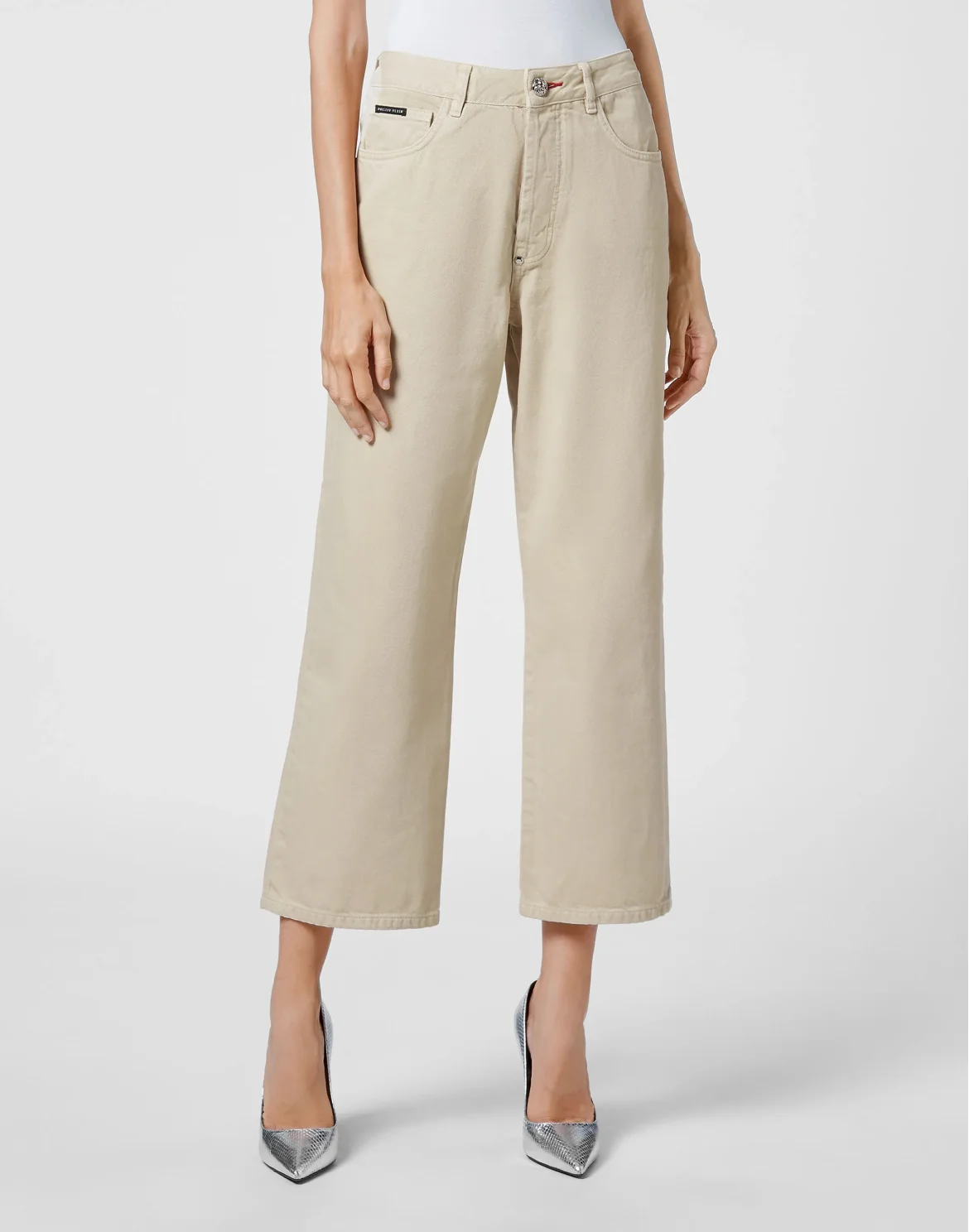 Denim Trousers Loose Fit Iconic Plein, цвет: Бежевый